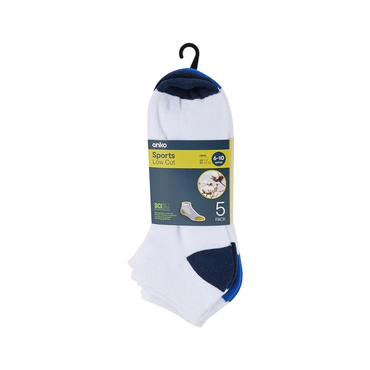 3 5 Pack Low Cut Sport Socks WHITE COLOUR HEEL, 3 of 3