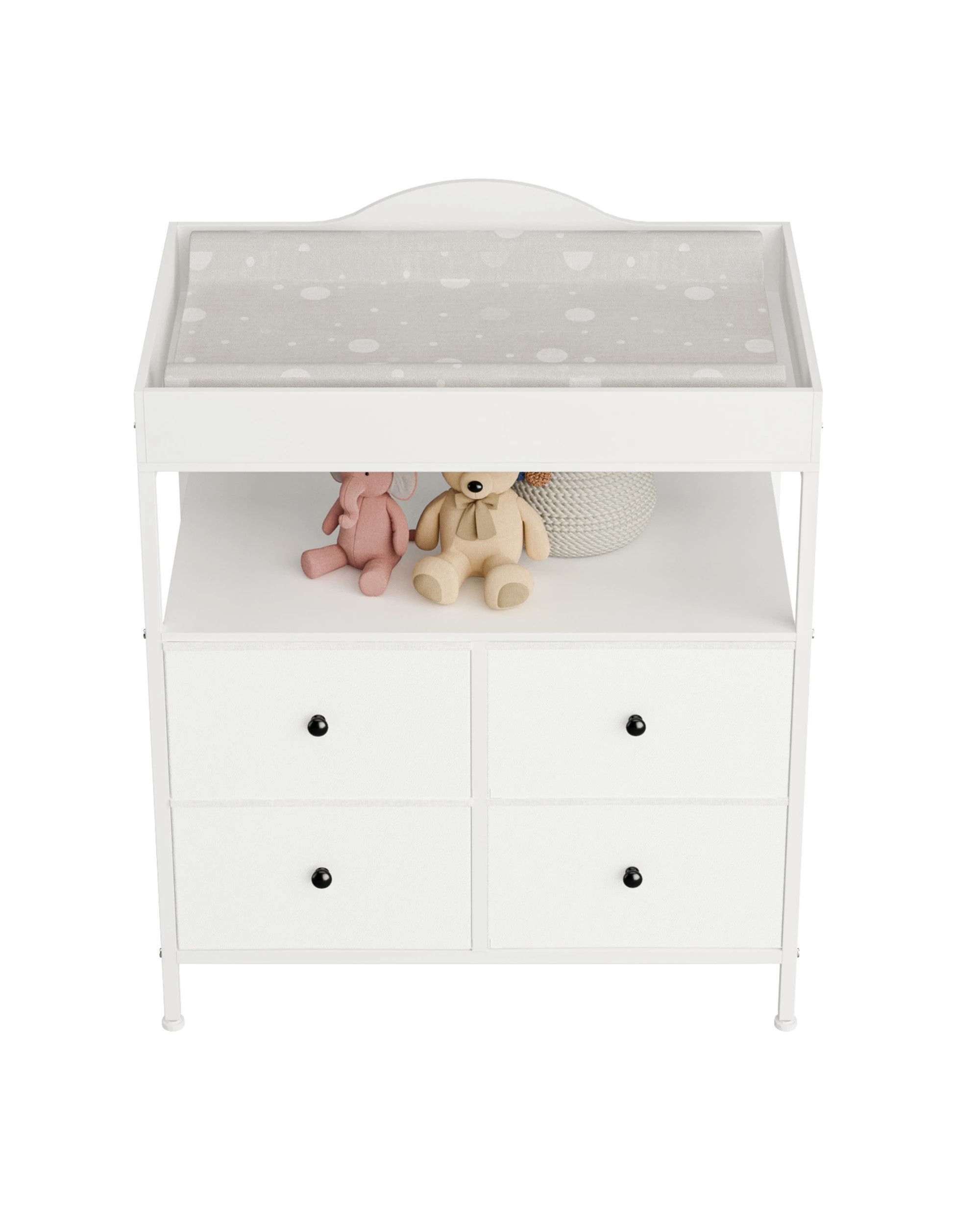 6 Advwin Baby Change Table with 4 Storage Fabric Drawers - White, 6 of 9
