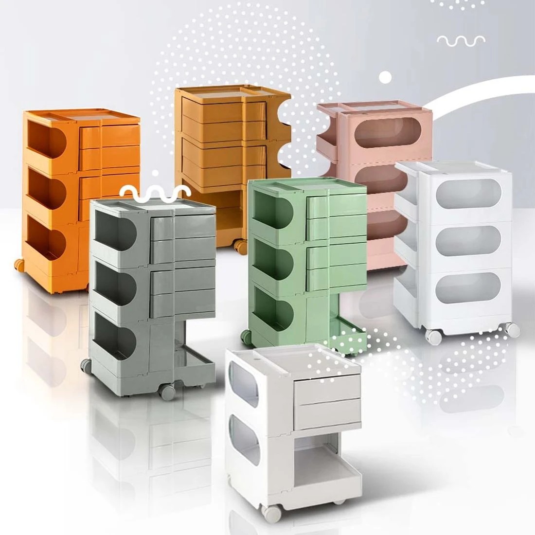 9 Artiss Storage Trolley Bedside Table 5 Tier Cart Boby Replica - Orange, 9 of 9