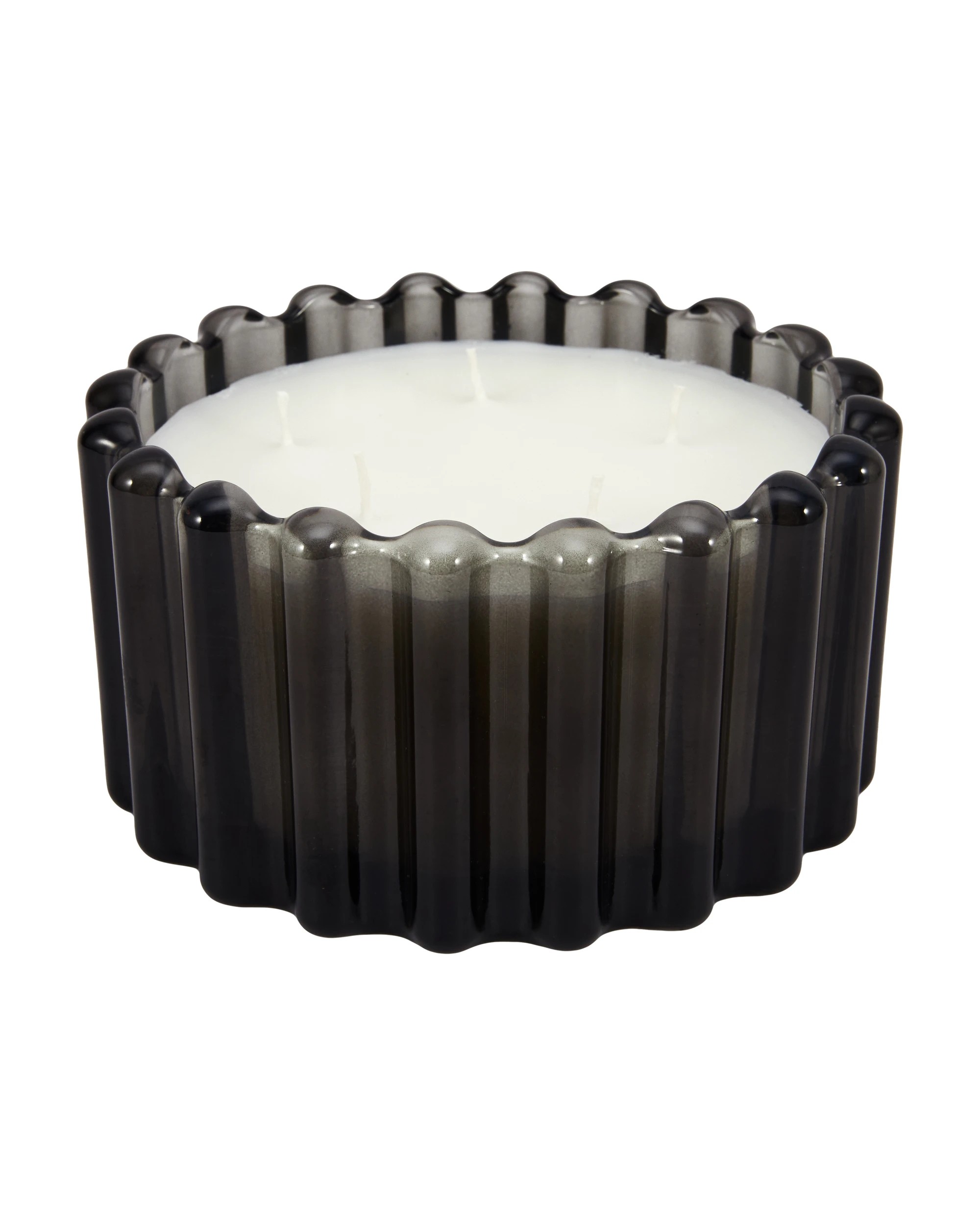 2 Dark Suede Ribbed Glass Candle, 2 of 5