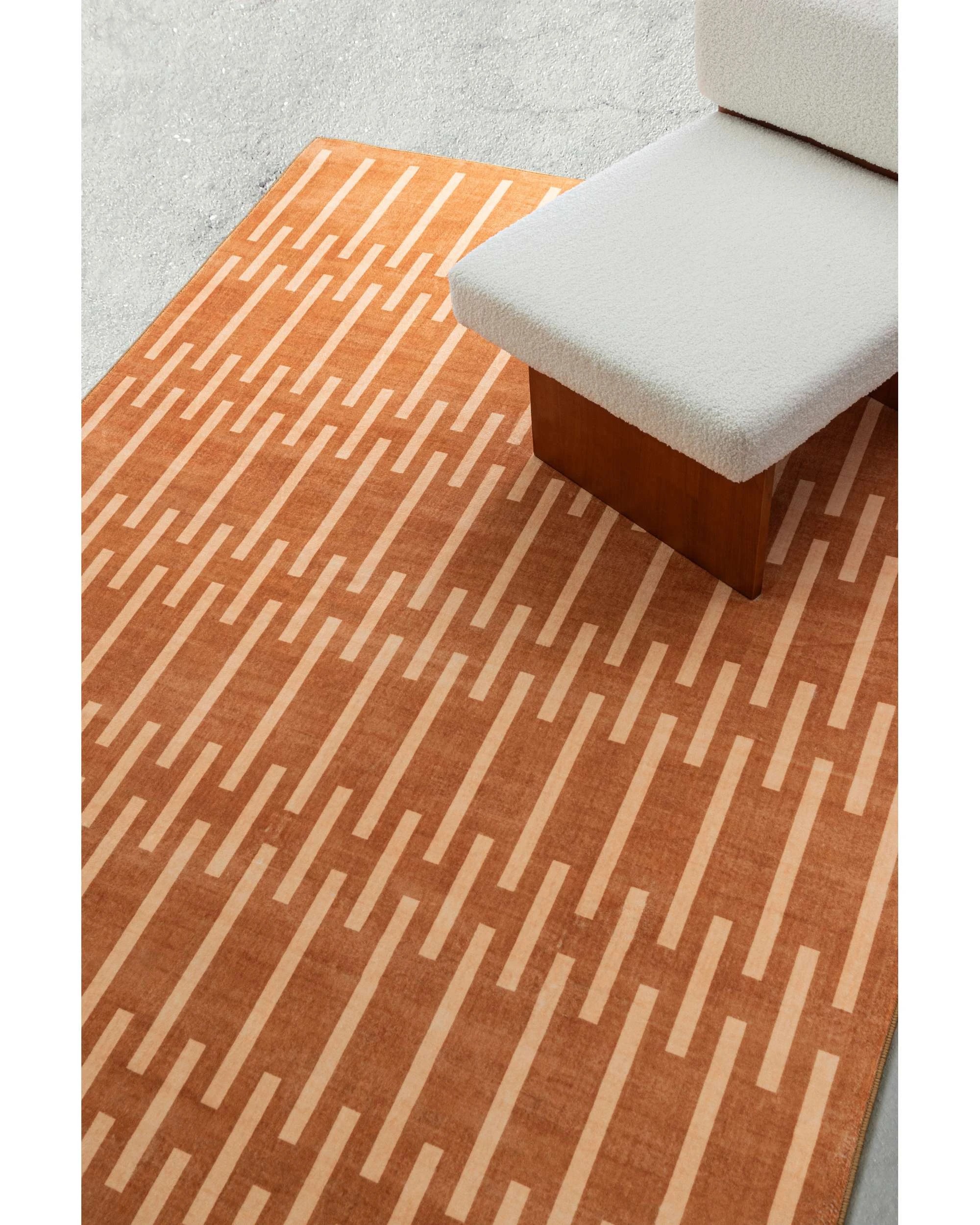 3 Loopsie Tudor Printed Washable Rug-220cm x 150cm - Orange, 3 of 8