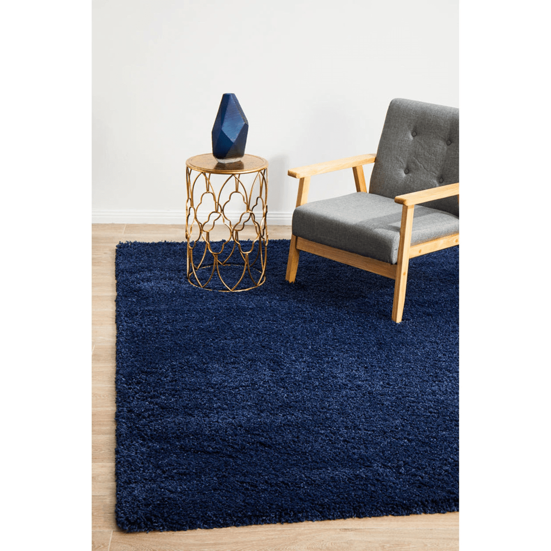 2 Rug Culture Laguna Denim Shag Rug - Navy Blue, 40 mm Polypropylene, Made in Turkey - Blue, 2 of 9