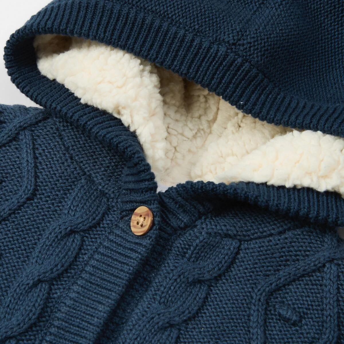 3 Sherpa Cable Cardigan Dress Navy, 3 of 3