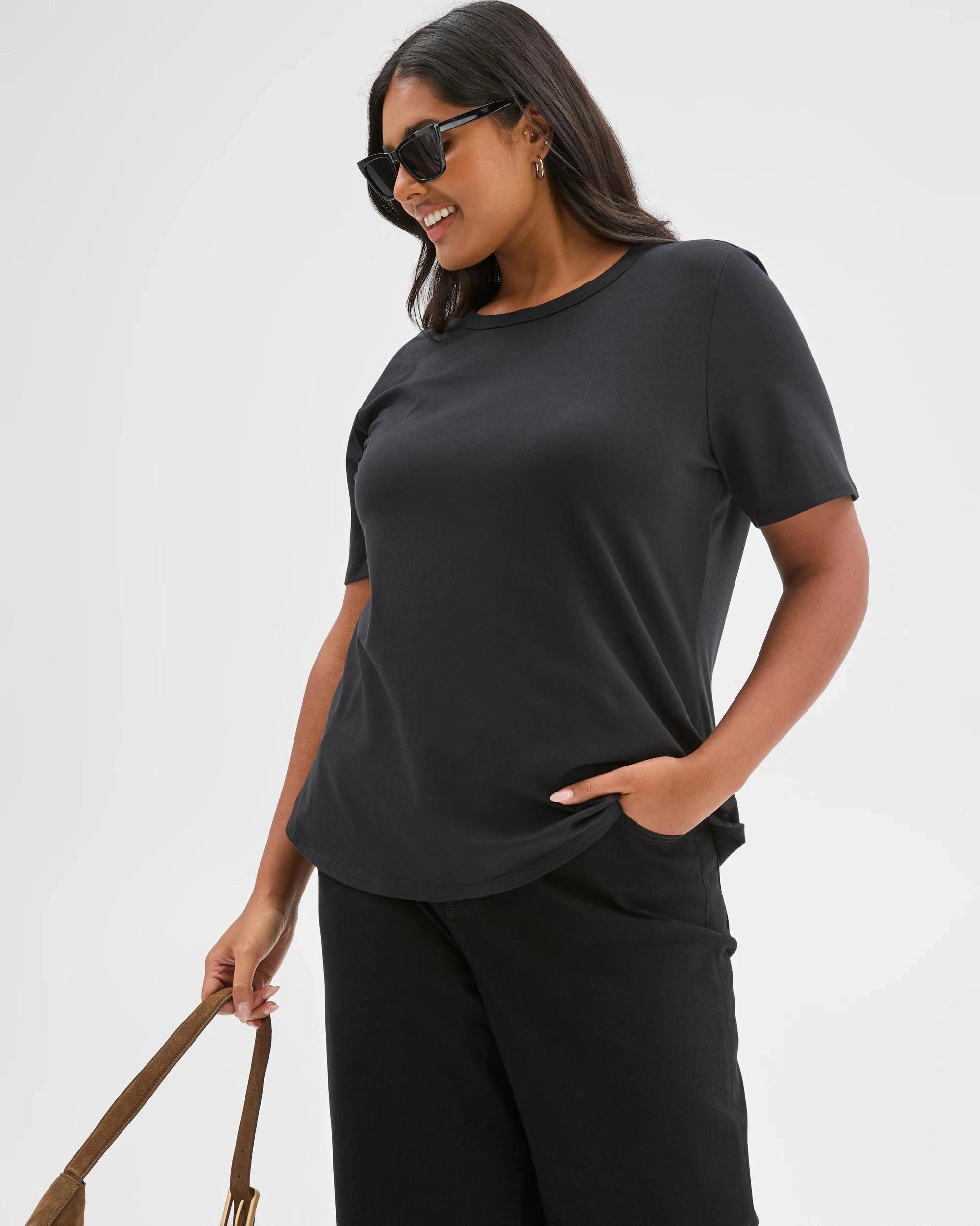 8 Target Curve Plus Size Australian Cotton T-Shirt BLACK, 8 of 10