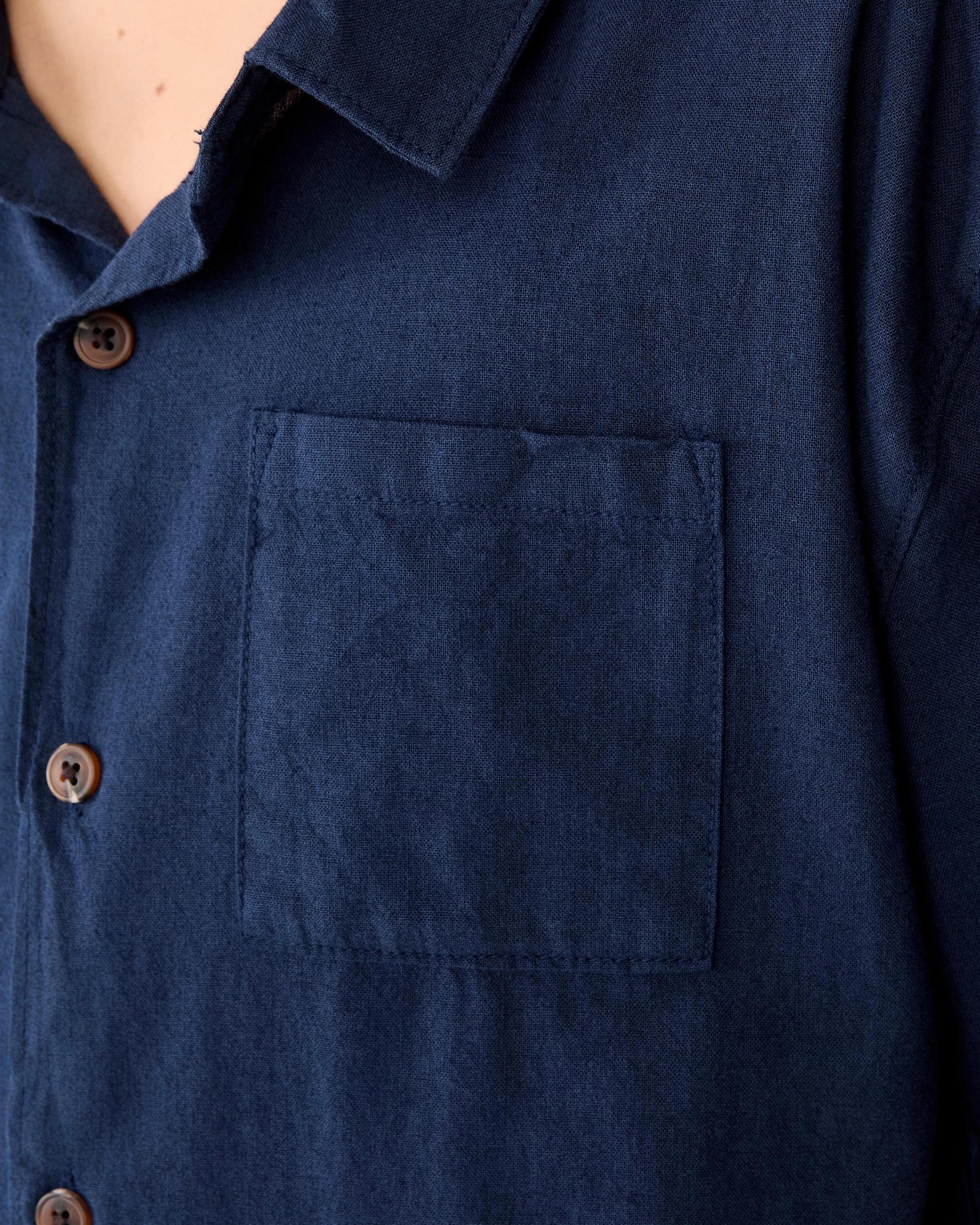 5 Short Sleeve Linen Shirt Dress Navy, 5 of 8