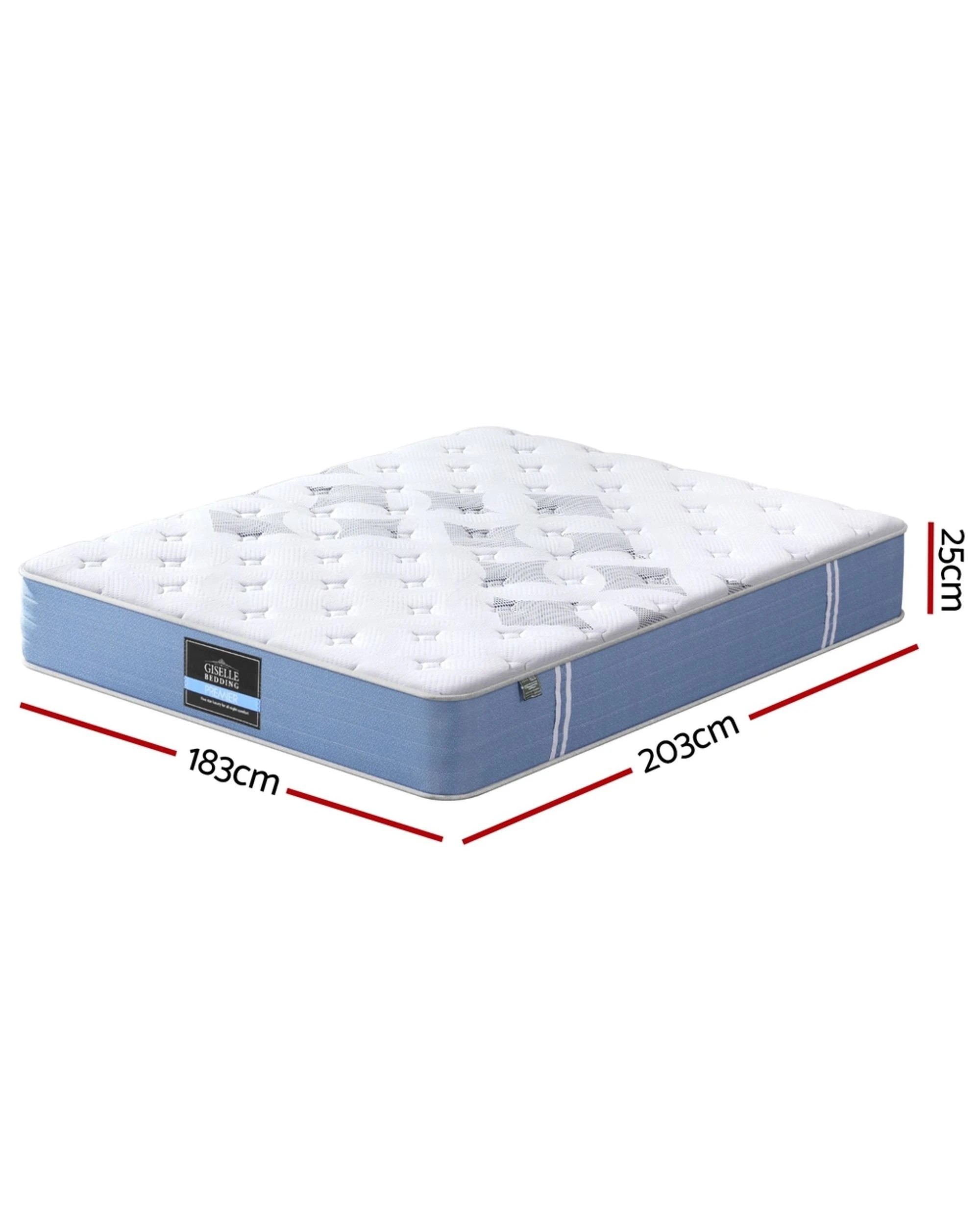 2 25cm Giselle Mattress King Bed Pocket Spring Mattresses
 - White, 2 of 3