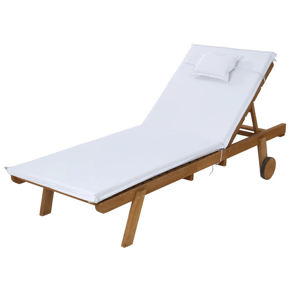 1 Gardeon Sun Lounge Wooden Lounger Outdoor Furniture Day Bed Wheels Patio - Multi, 1 of 5