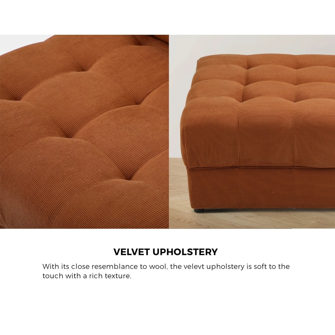 5 Oikiture 1 Seater Velvet Modular Ottoman Lounge Chair Armless Tofu
 - Brown, 5 of 10