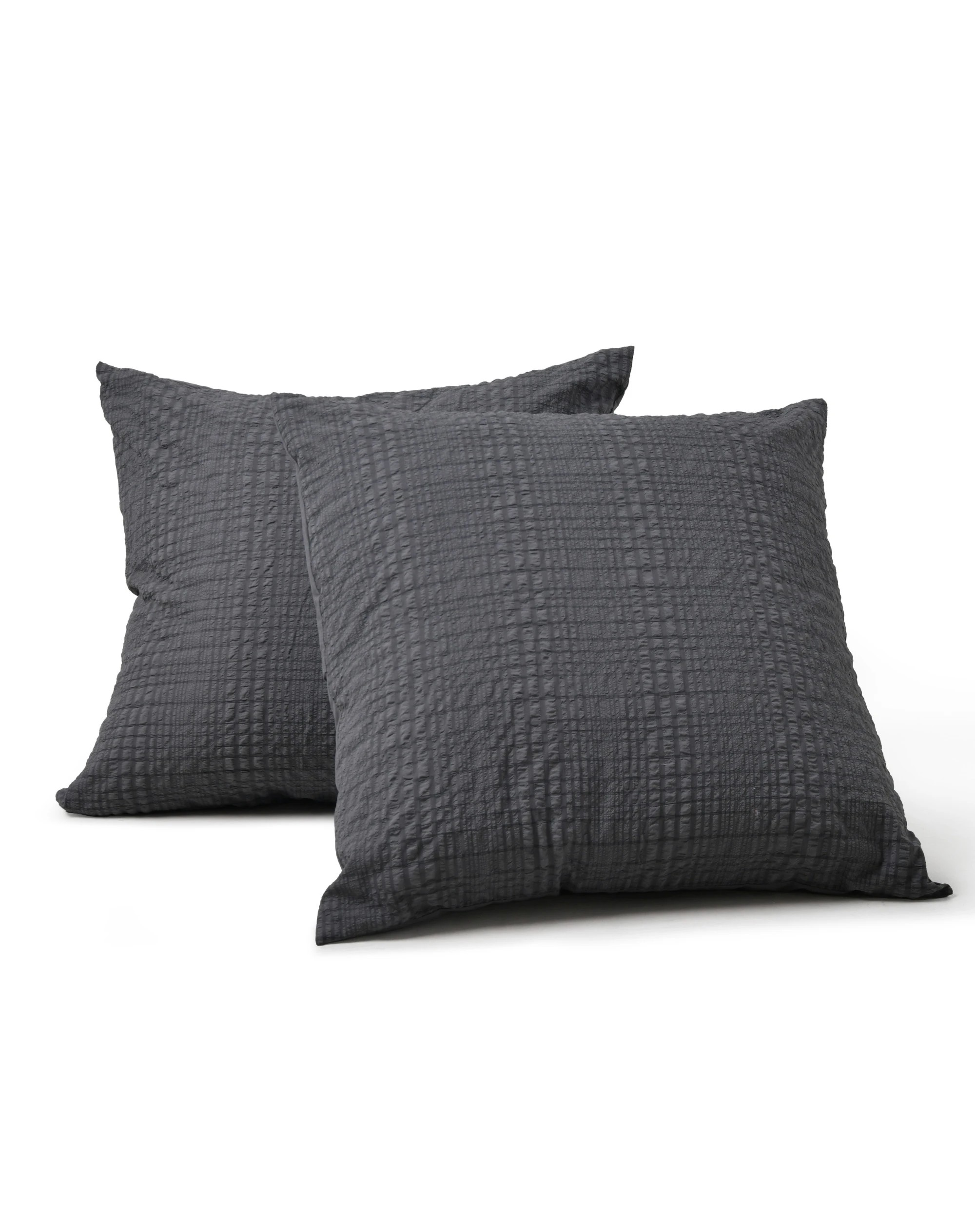 2 Dreamaker Ellis Seersucker European Pillowcase Twin Pack - Charcoal, 2 of 2