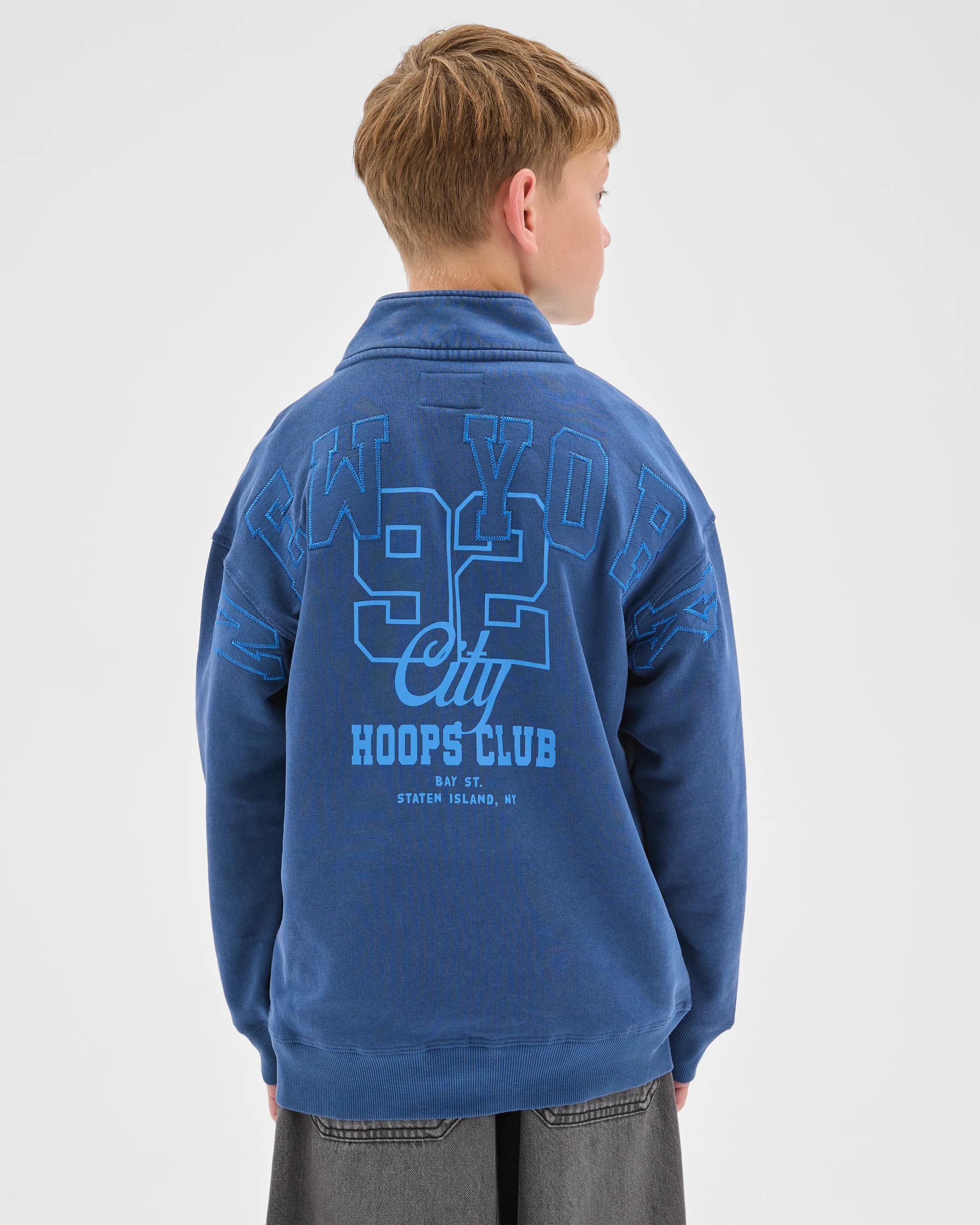 4 Target Kids Australian Cotton Blend Quarter Zip Washed Jumper BLUE, 4 of 6