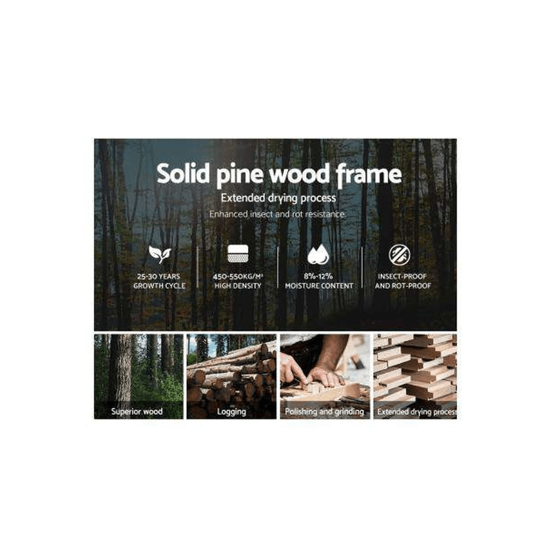 4 Artiss Bed Frame Queen Size Wooden RIO - White, 4 of 8