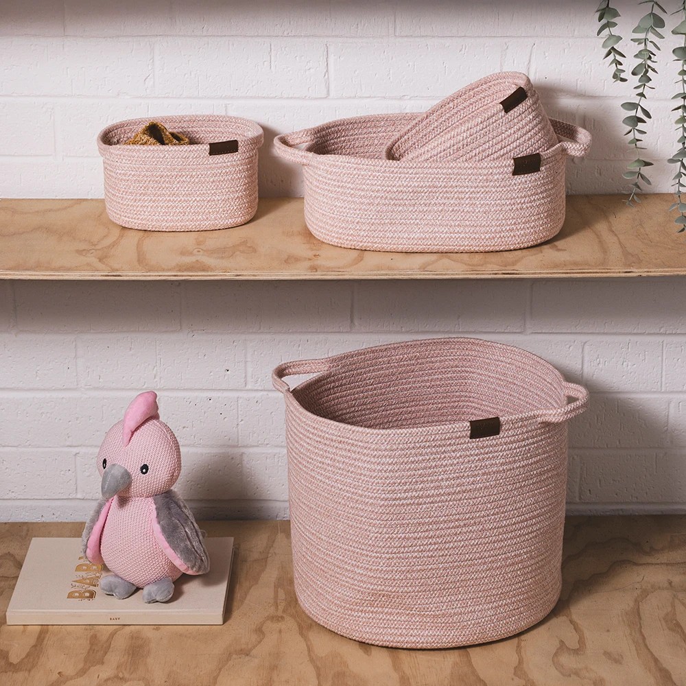 3 Living Textiles Pink Cotton Rope Storage Hamper, 3 of 4
