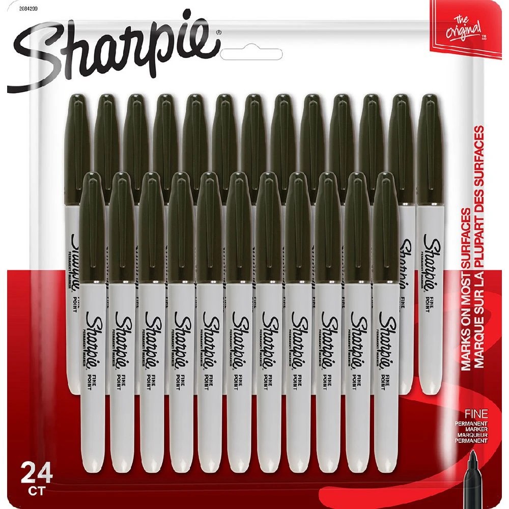 1 Sharpie Fine Permanent Markers Black 24 Pack, 1 of 5