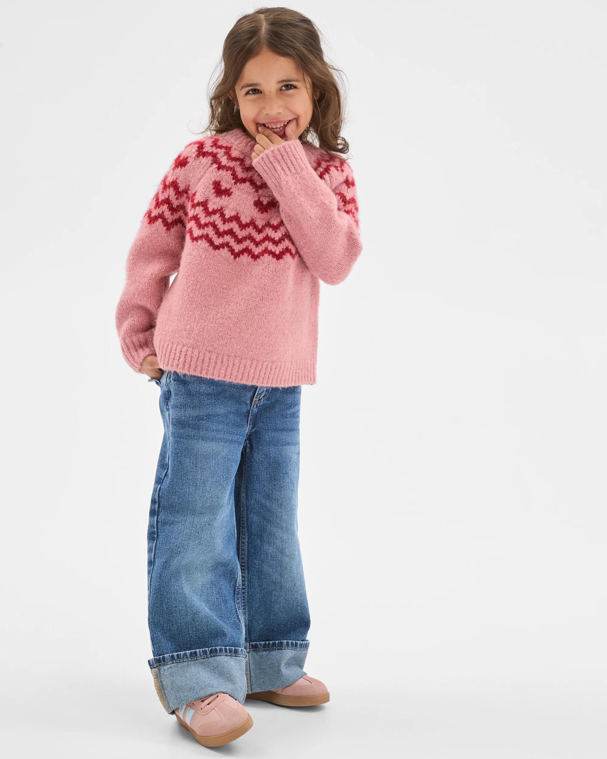 2 Target Kids Long Sleeve Fairisle Knit Jumper PINK, 2 of 6