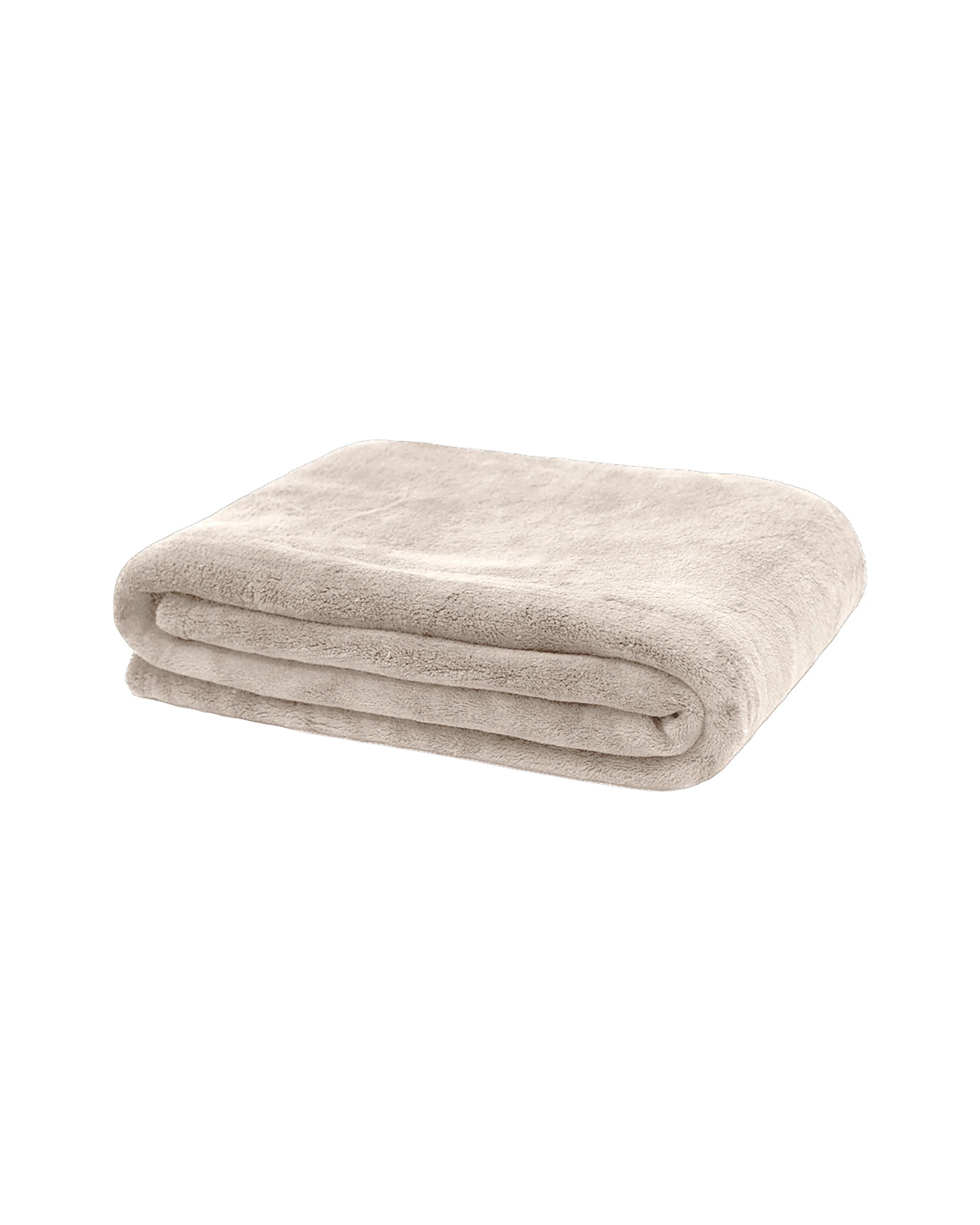 1 Bambury Microplush Soft Cosy Throw Rug Stone - Natural, 1 of 3