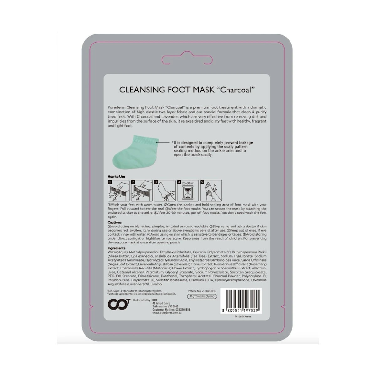 2 Purederm Cleansing Foot Mask - Charcoal, 2 of 2