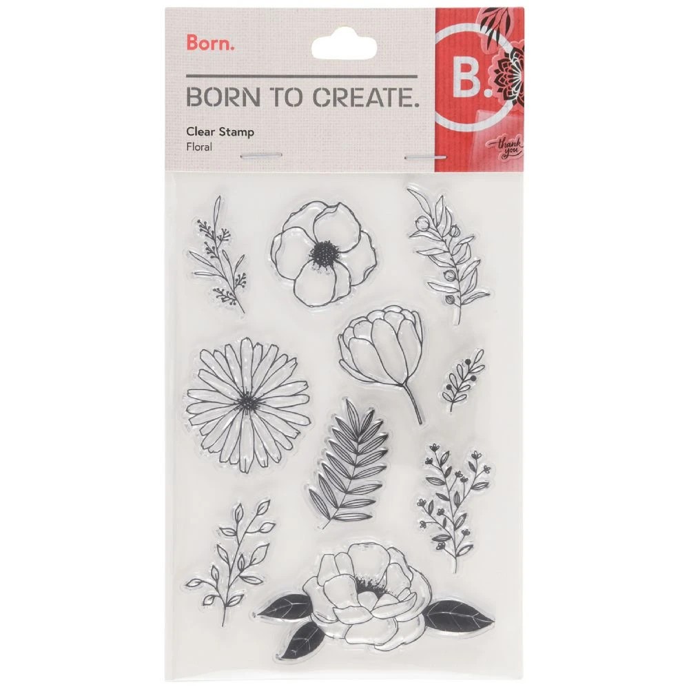 1 Born Clear Acrylic Sheet Stamps Floral 105 x 155 mm, 1 of 2