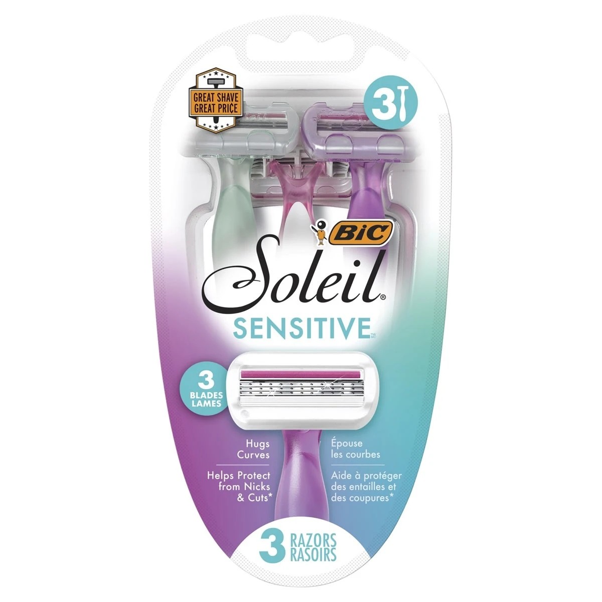 1 BIC 3 Pack Soleil Sensitive Womens Disposable Razors, 1 of 4