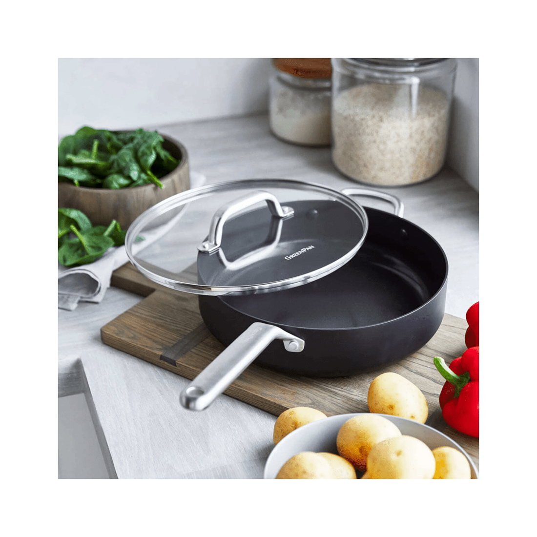 5 Greenpan Omega Series Covered Non Stick Skillet 28cm/4.24l Home Kitchen Cookware
 - Black, 5 of 9