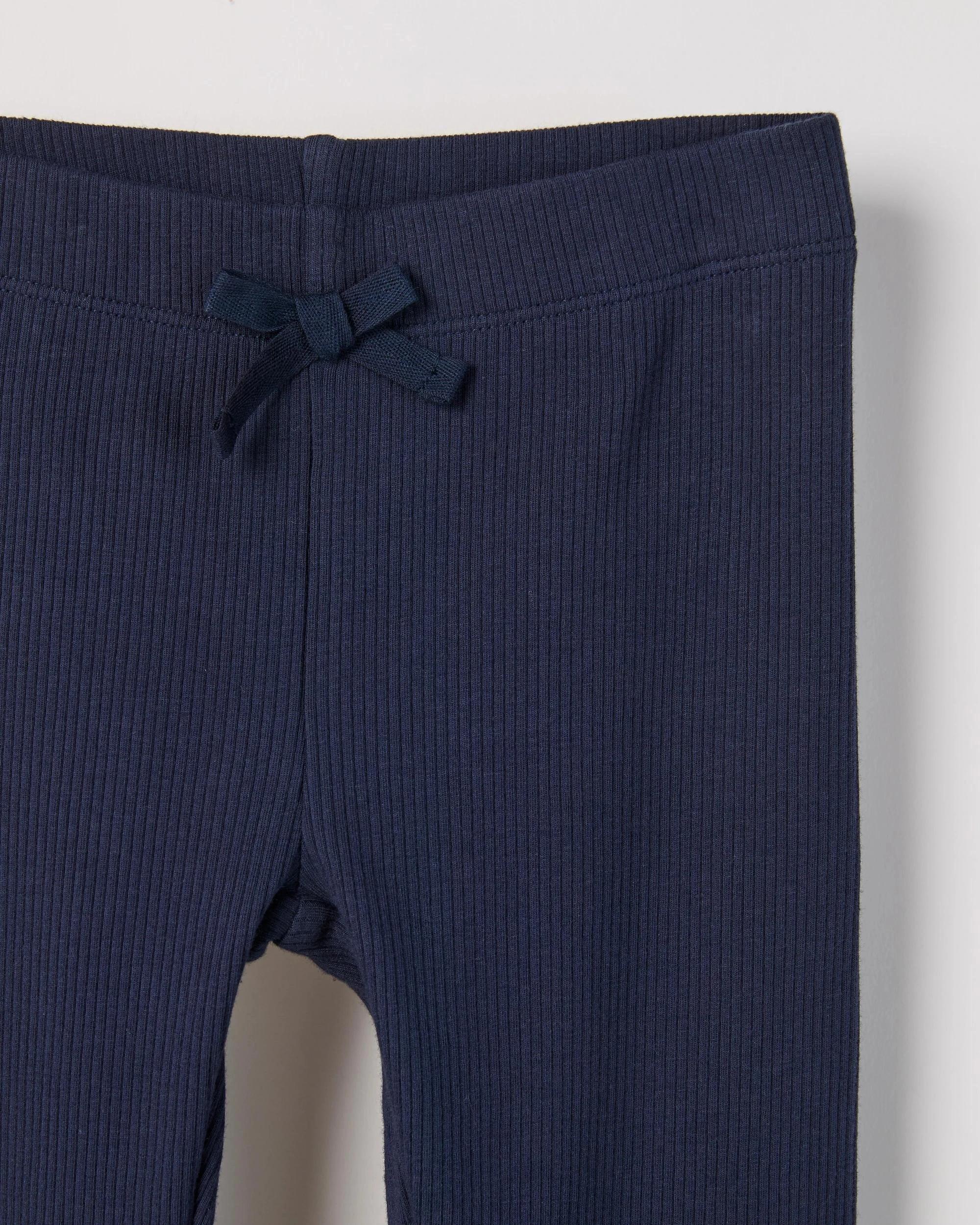 2 Target Kids Australian Cotton Blend Bow Lace Rib Leggings NAVY, 2 of 2