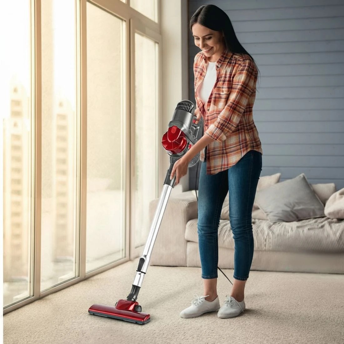 7 Devanti Stick Vacuum Cleaner Handheld Corded 450W - Red, 7 of 9