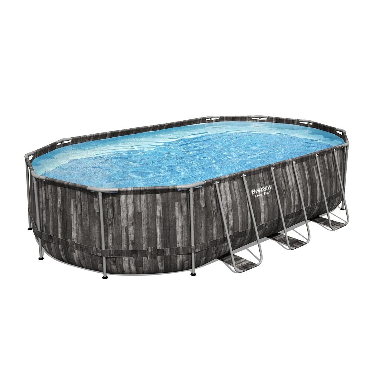 1 Bestway Oval Above Ground Swimming Pool with Filter Pump 6.10x3.66x1.22m, 1 of 3