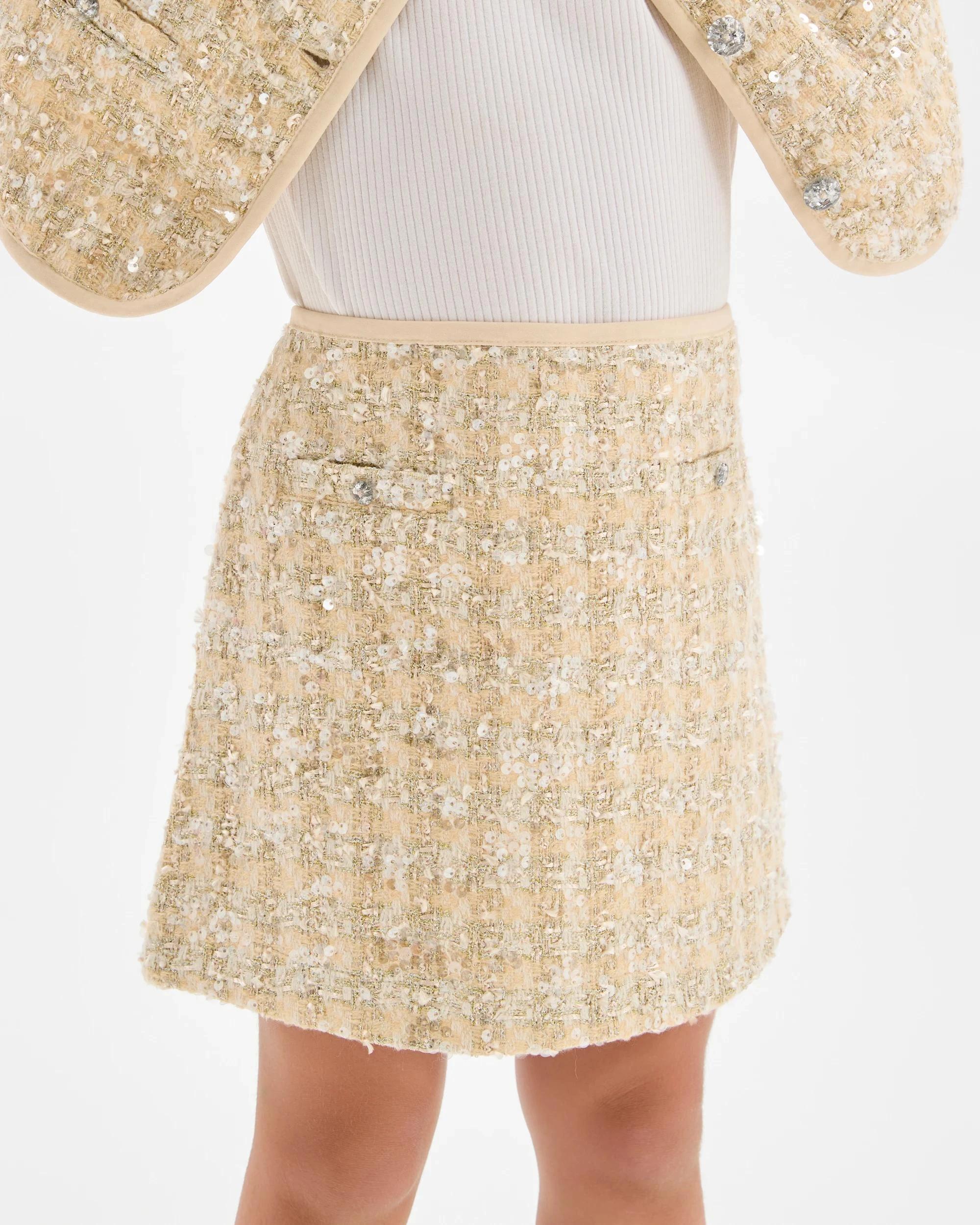 3 Target Kids Sequin Tweed Skirt CREAM, 3 of 6