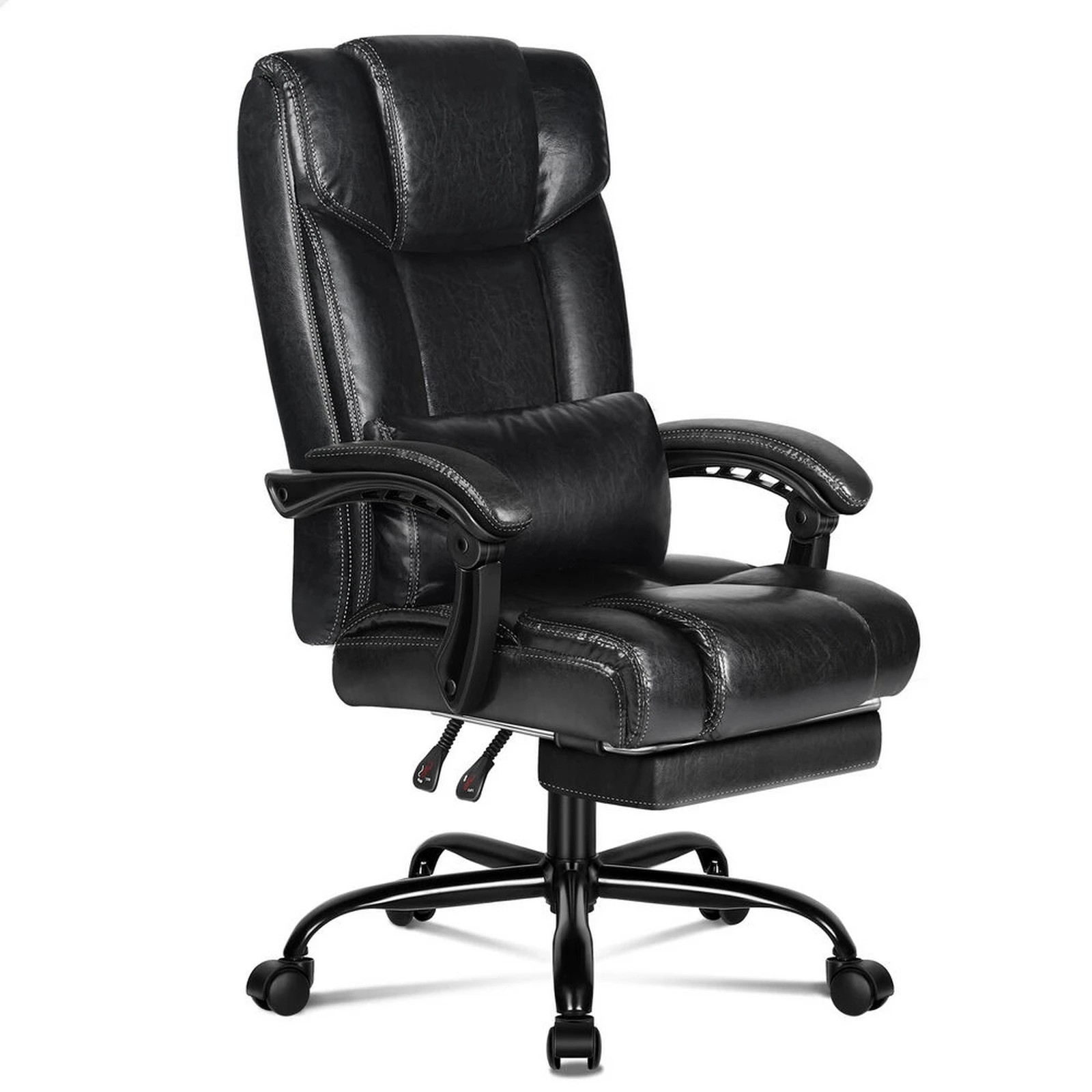1 Alfordson Office Chair Executive Computer Gaming PU Leather Seat Recliner - Black, 1 of 10