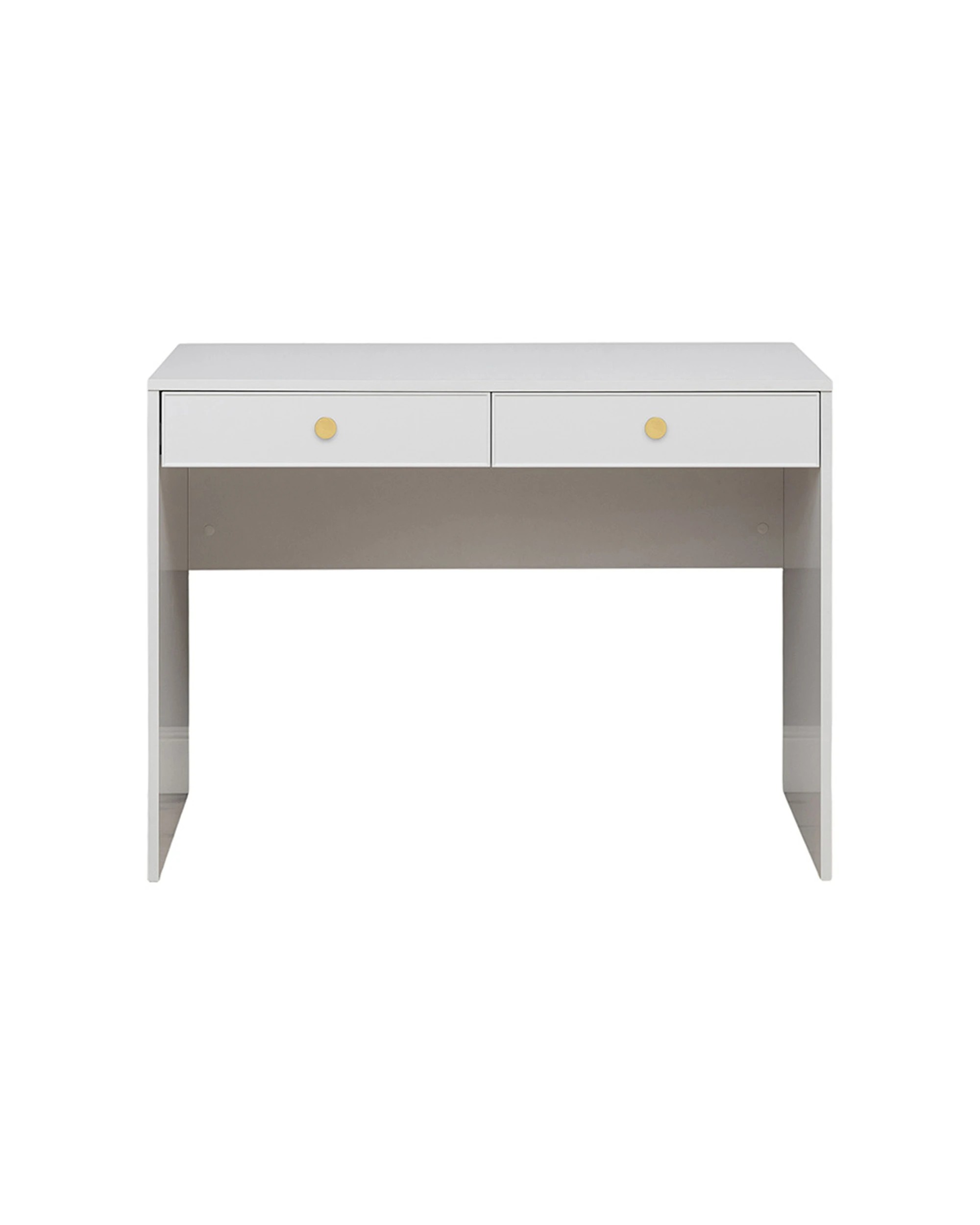1 European Cabinetry Odessa Slim Front Furniture Desk Brass Round Handle - White, 1 of 2