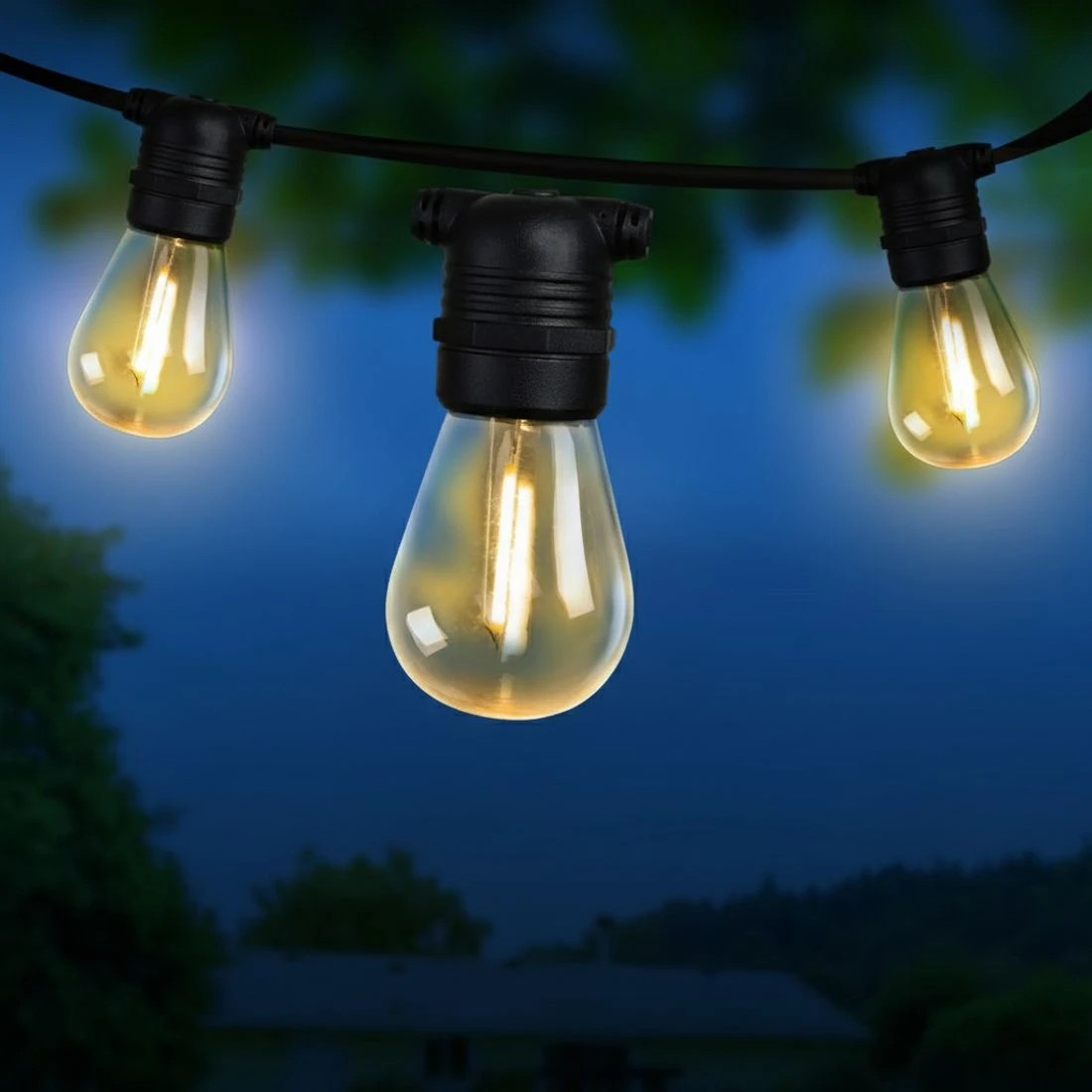 5 50m LED Festoon String Lights Christmas Decorations Wedding Party Outdoor - Black, 5 of 5