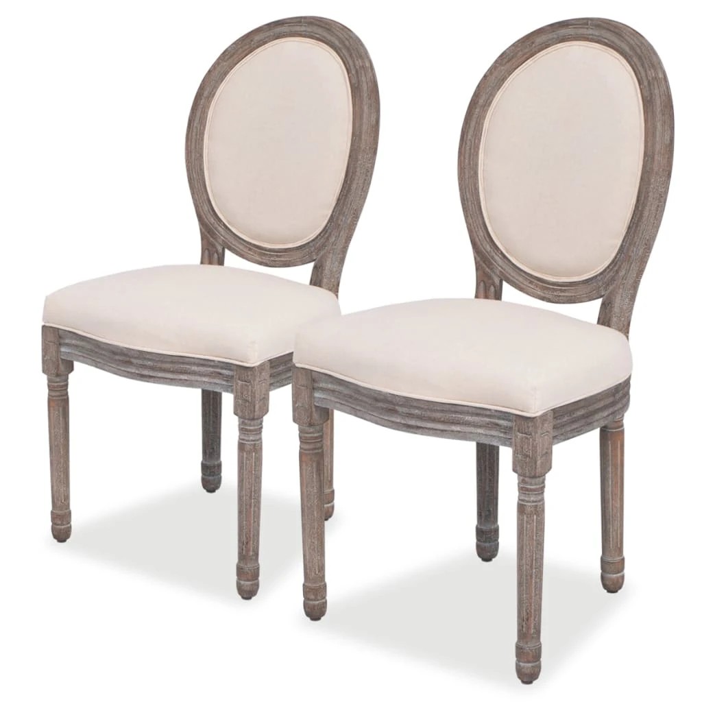 1 Vidaxl Dining Chairs 2 Pcs Fabric - Beige, 1 of 7