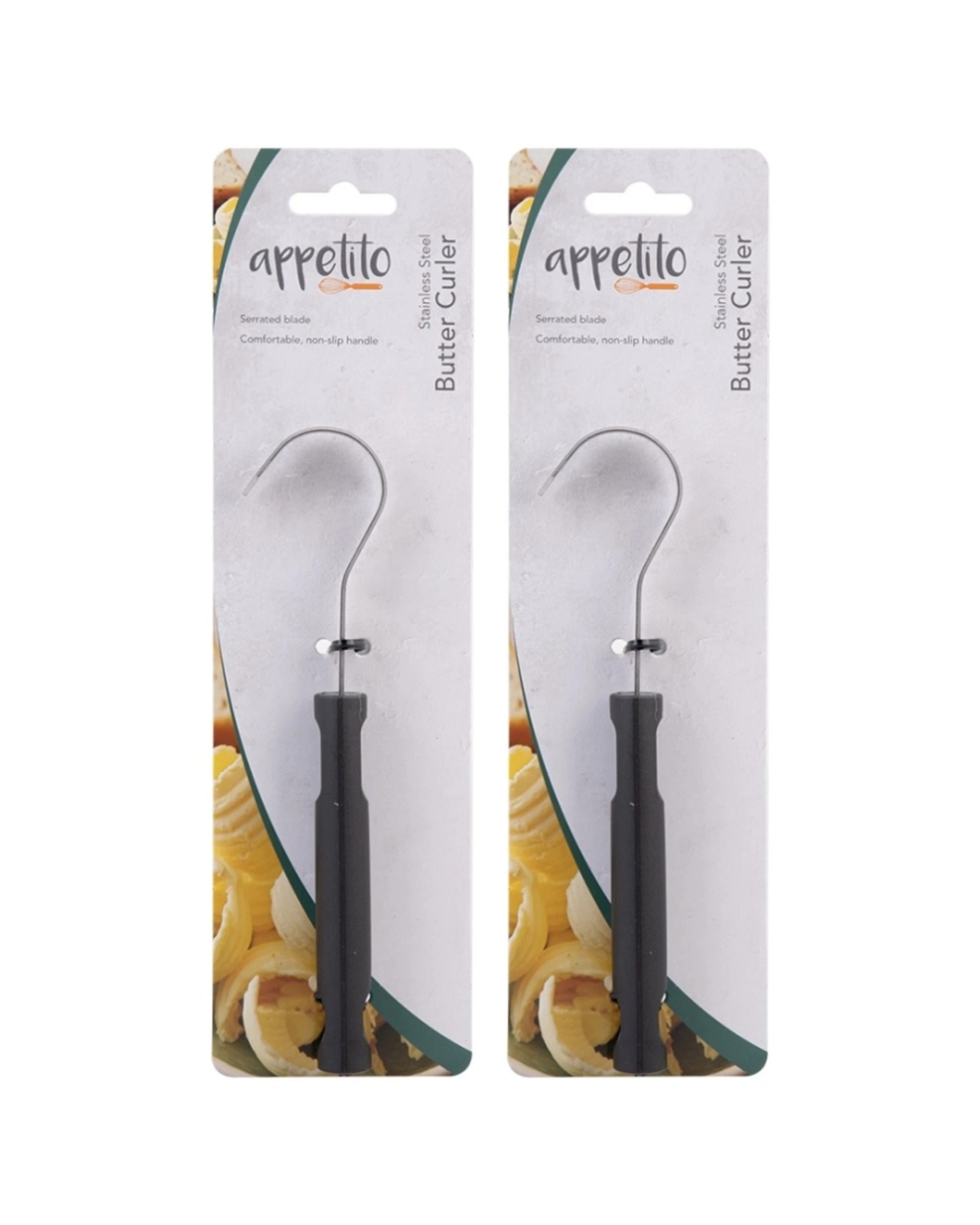 1 Appetito 2PK Stainless Steel Butter Curler Kitchen Tool With Non Slip Handl - Black, 1 of 4