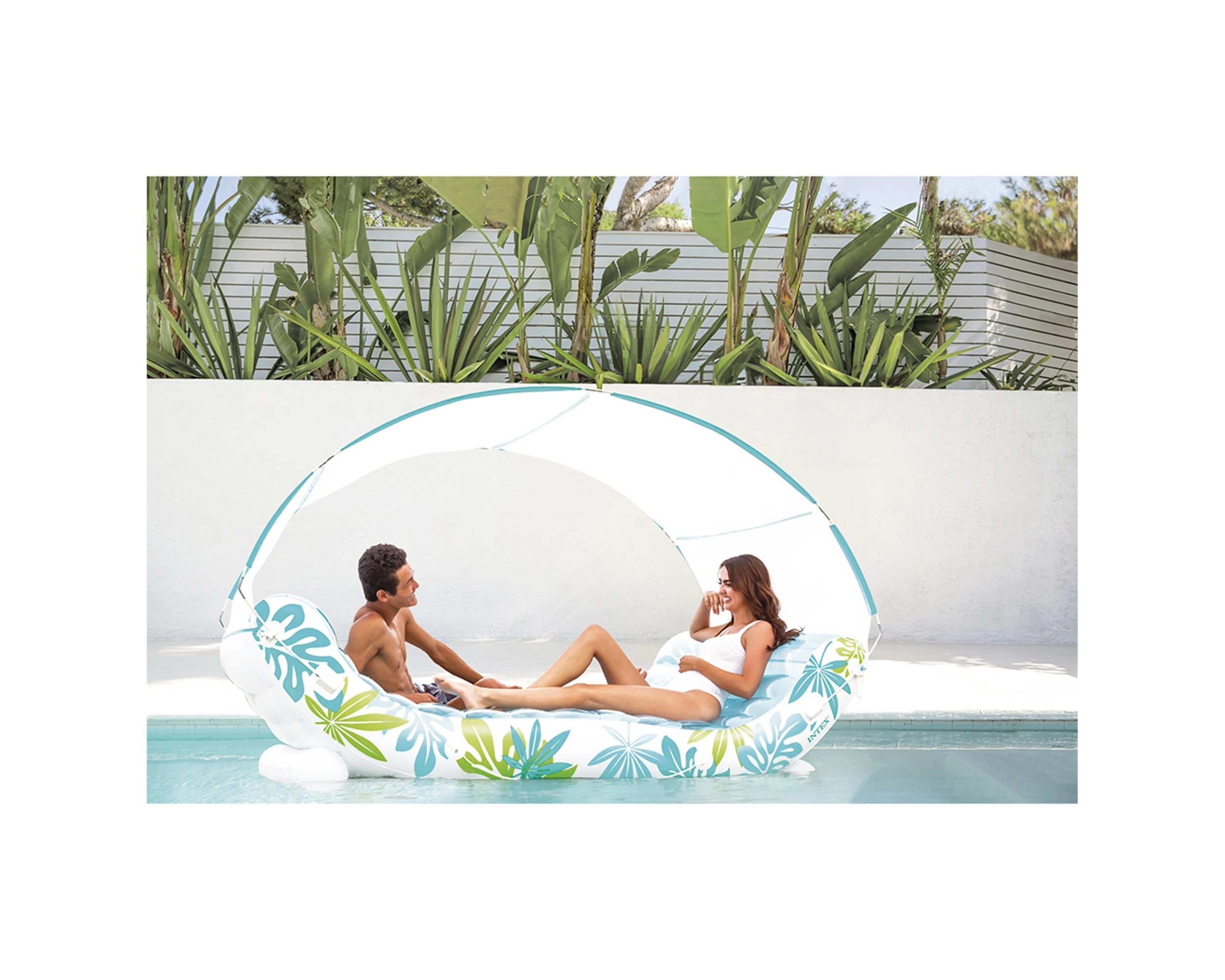 4 Intex Tropical Two Person Inflatable Canopy Pool Lounge 224 X 150 X 165 Cm - Multi, 4 of 7