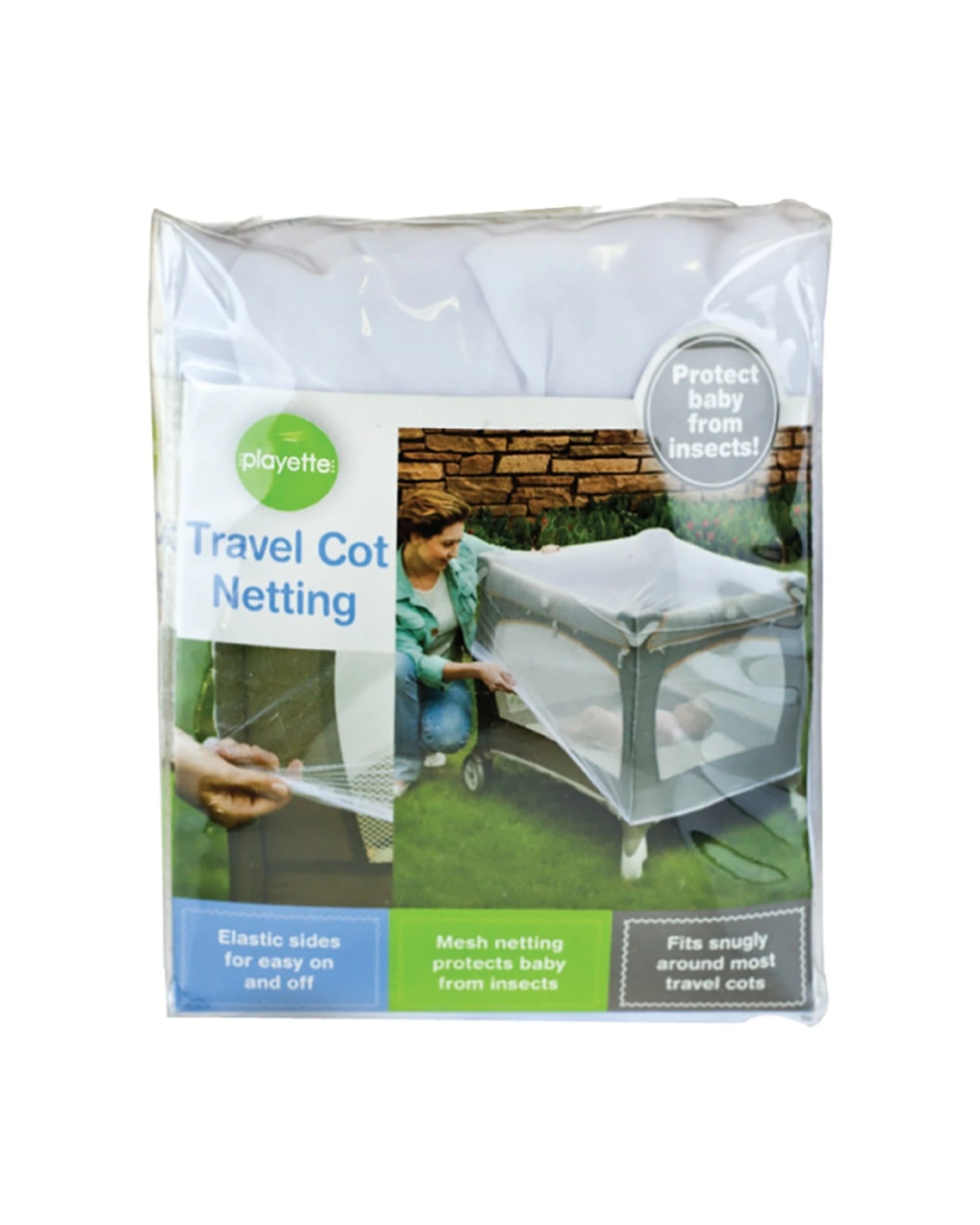 1 Playette Travel Cot Netting Fine Mesh Insect Protection Fits Most Cots - Clear, 1 of 2