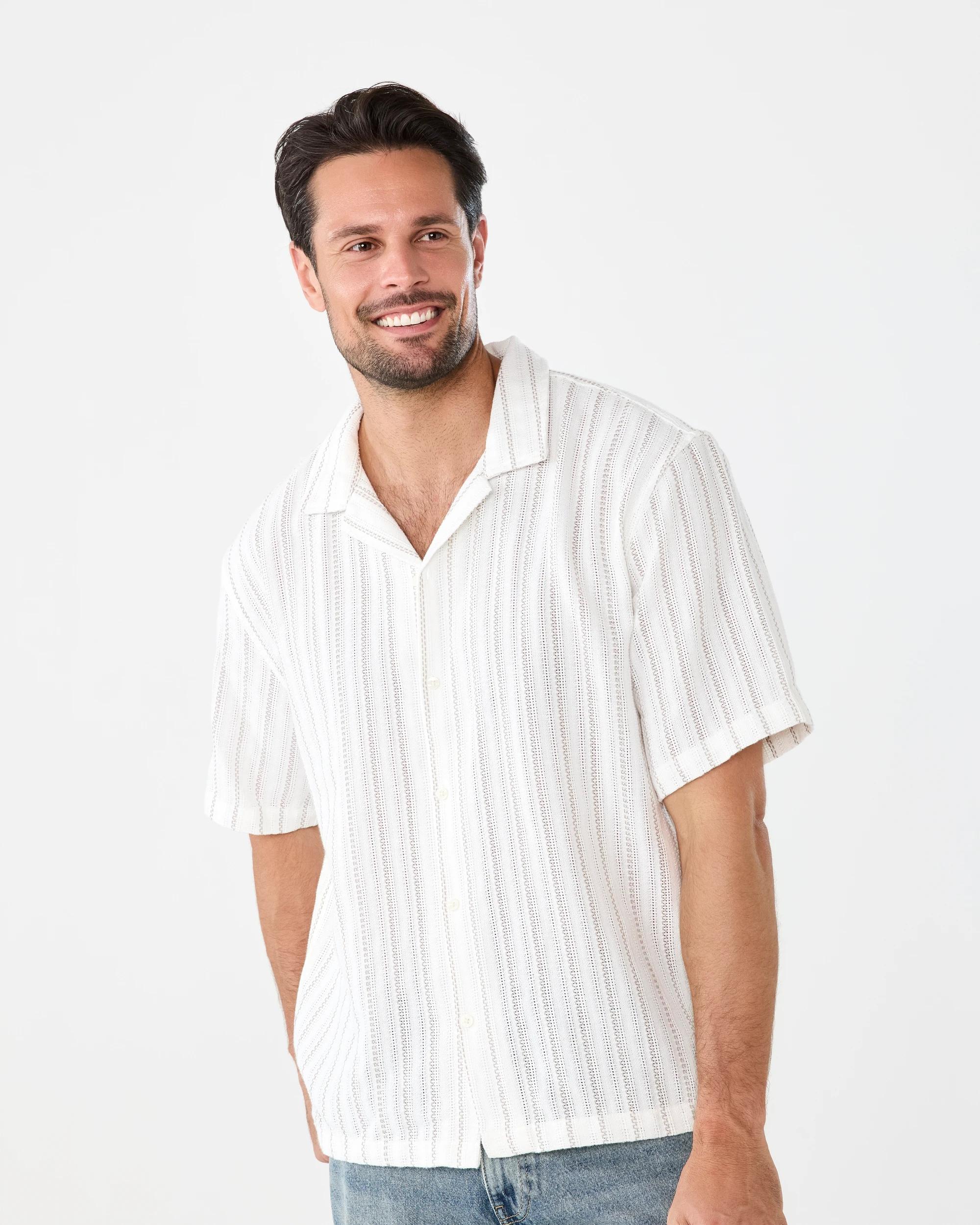 1 Short Sleeve Textured Shirt Cld White, 1 of 6