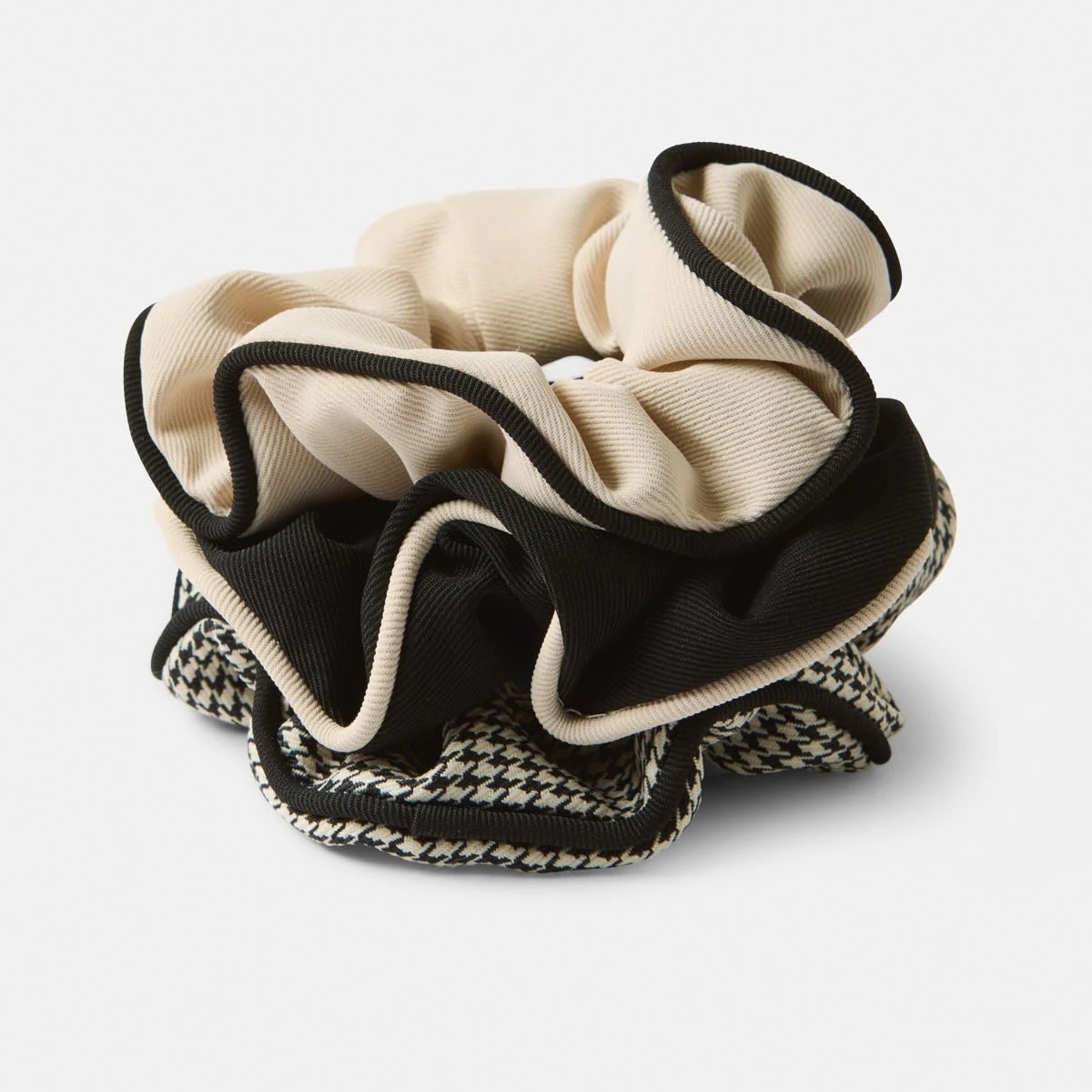 1 3 Pack Black and White Contrast Trim Hair Scrunchies, 1 of 5