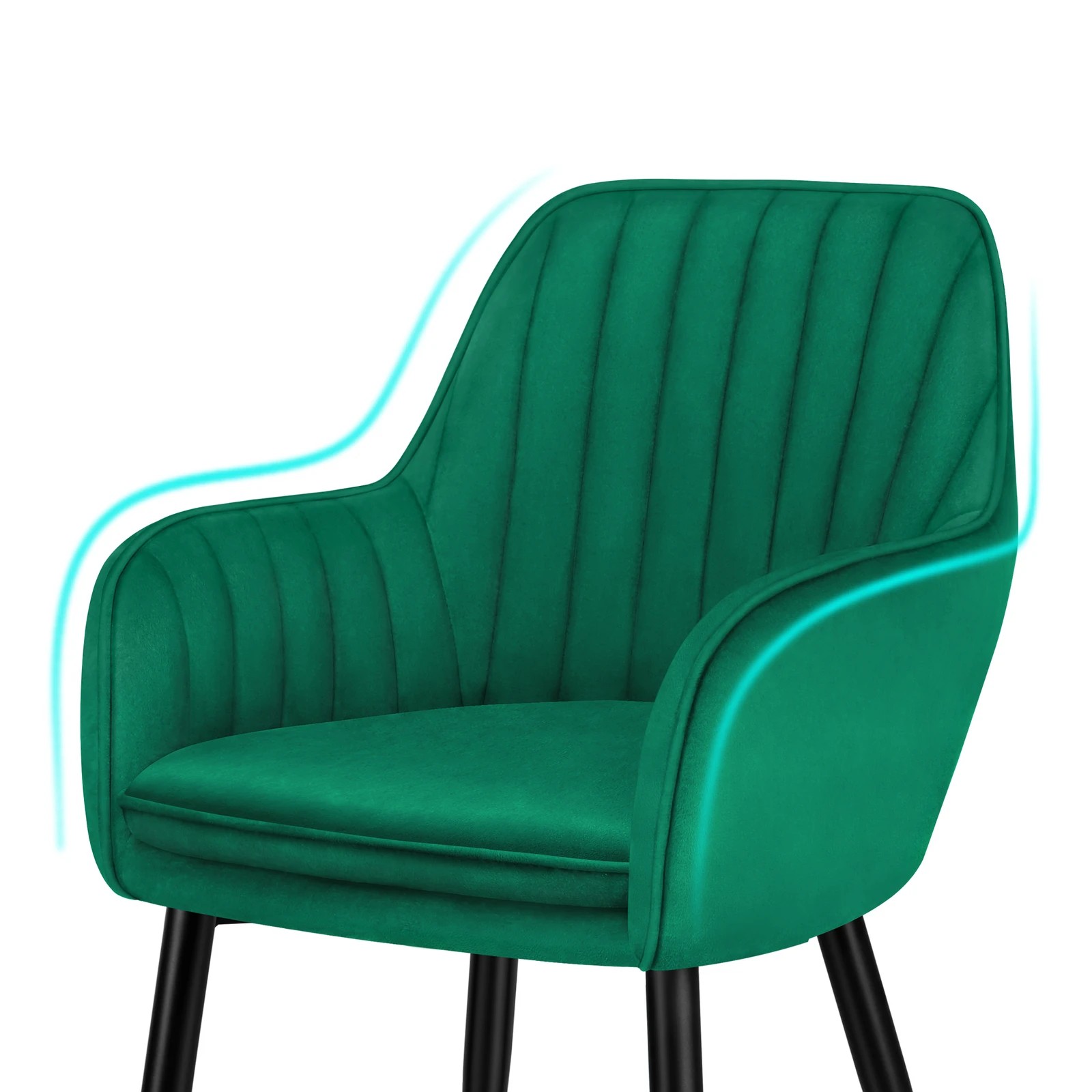 6 Alfordson 4x Dining Chair Armchair Kitchen Lounge Padded Seat Sofa Velvet - Green, 6 of 10
