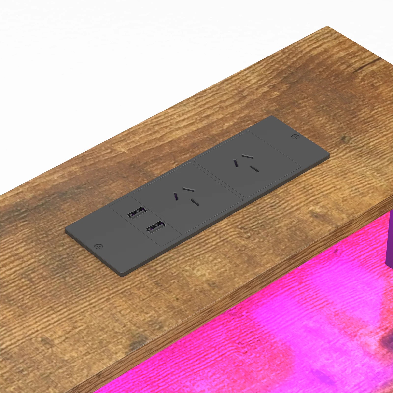 7 Advwin 120cm Walnut Computer Desk With Led Lights Power Outlets Gaming Desk, 7 of 8