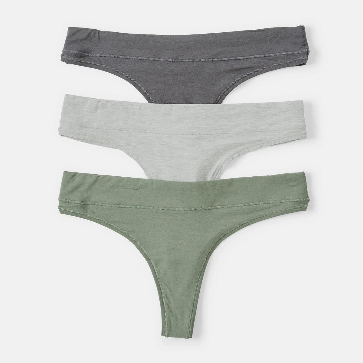 1 3 Pack Bamboo Blend G-String Briefs SMOKY GREEN, SILVER MARLE, SHADOW NAVY, 1 of 8