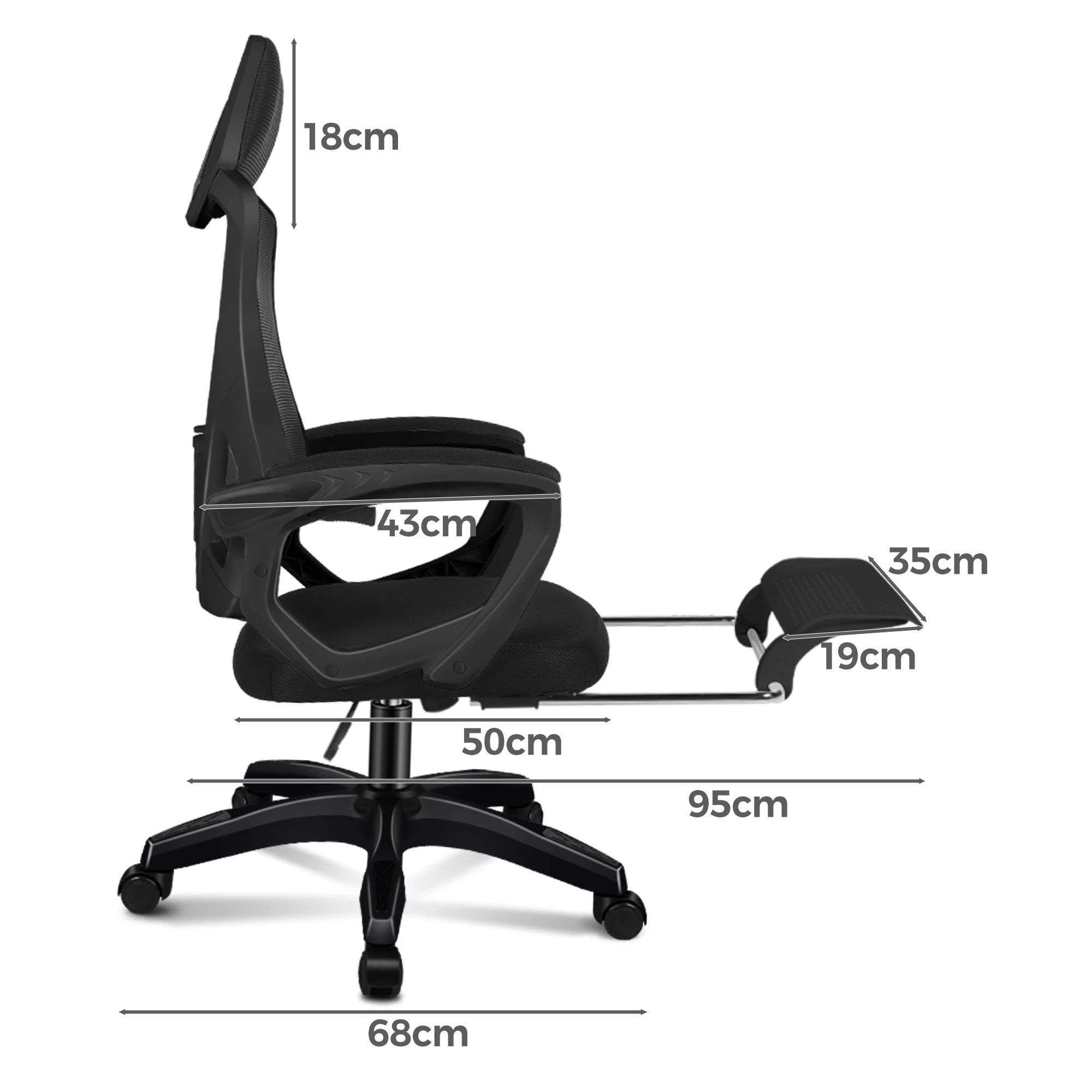 7 Alfordson Mesh Office Chair Racing Executive Computer Fabric Seat Recliner Work - Black, 7 of 10