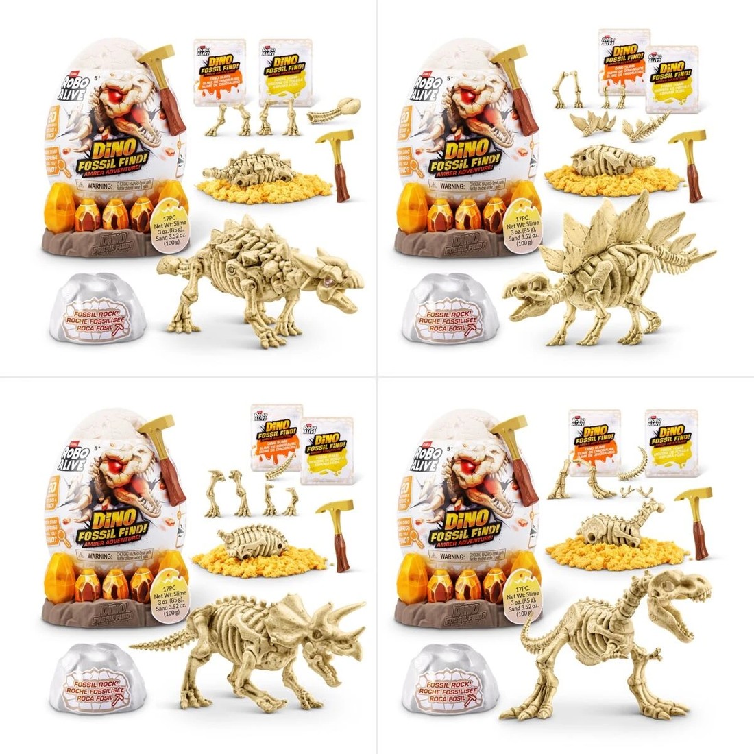 3 17 Piece Zuru Robo Alive Dino Fossil Find! Amber Adventure! - Assorted, 3 of 7