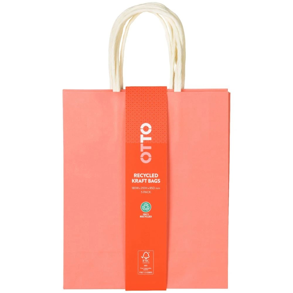 2 Otto Kraft Bag Small Coral 5 Pack, 2 of 2