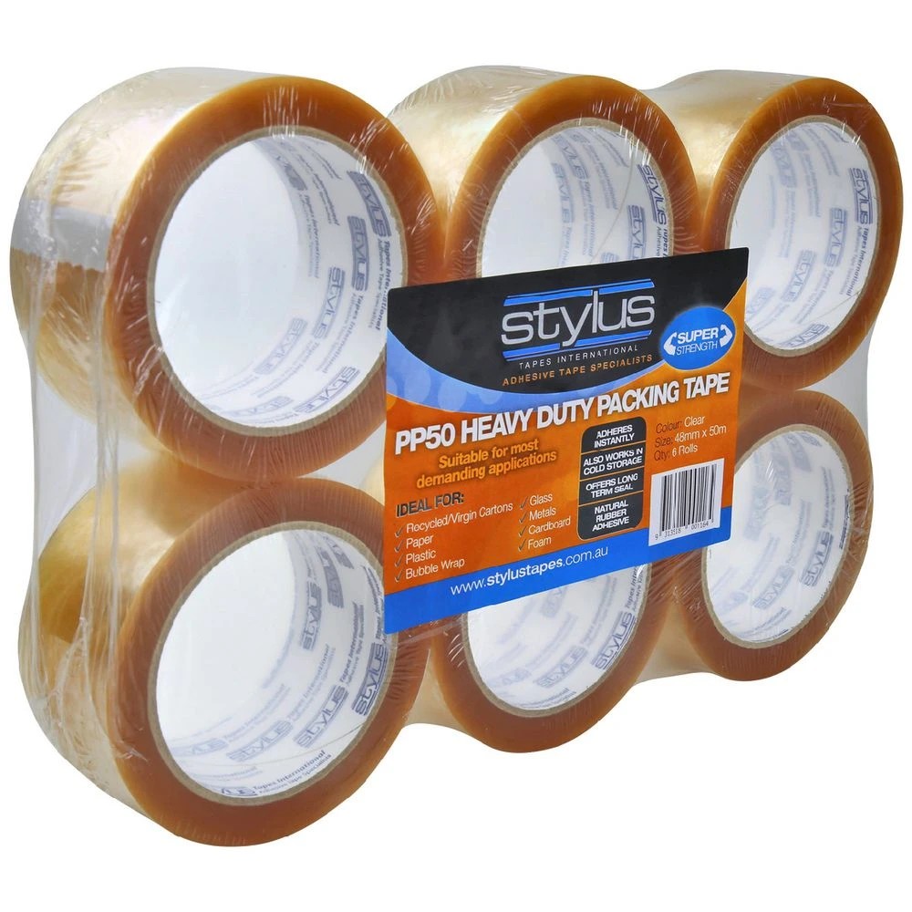 1 Stylus Heavy Duty Packaging Tape Clear 6 Pack, 1 of 1