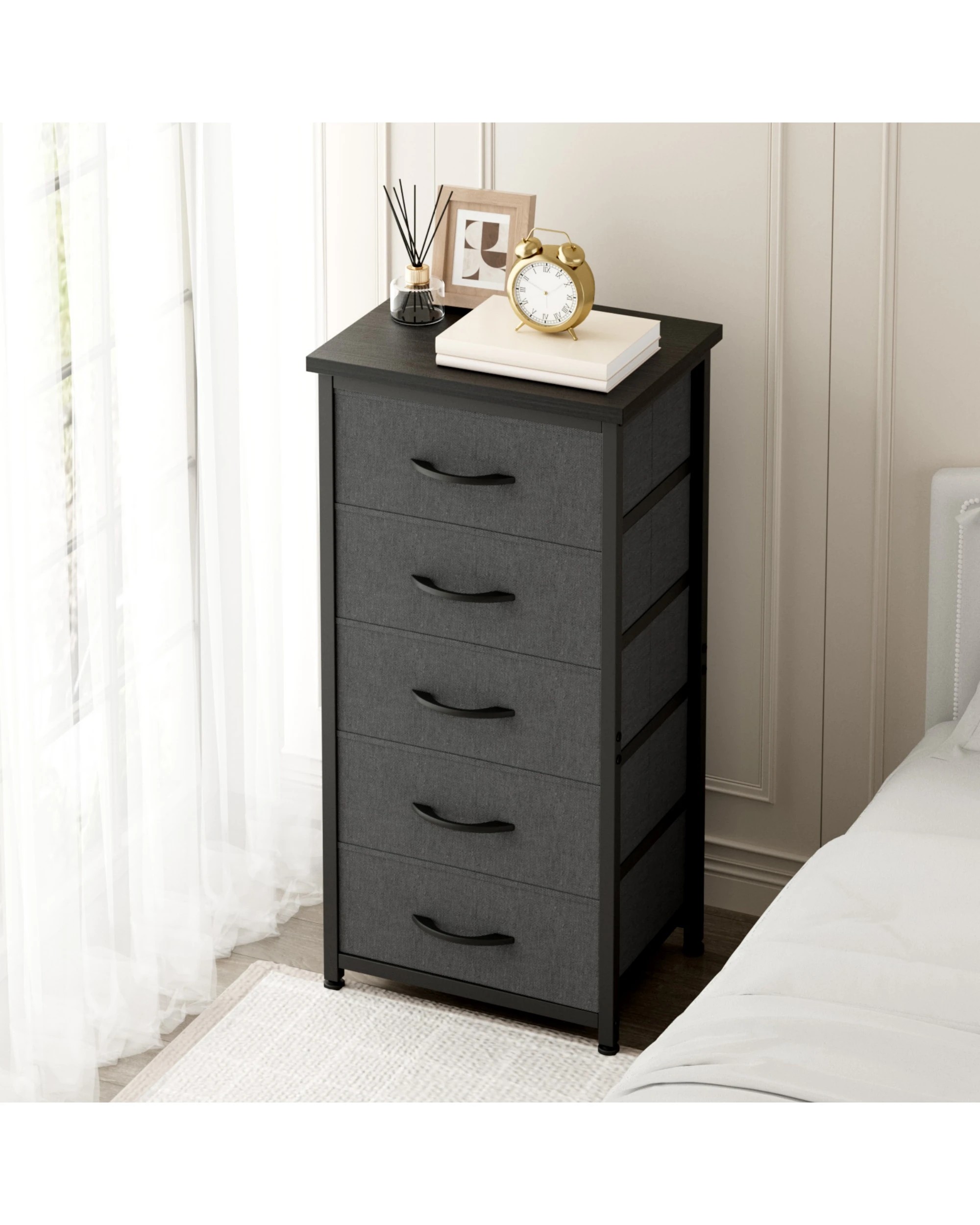 5 Advwin Tall Dresser for Bedroom with 5 Drawers & Adjustable Feet - Black, 5 of 10