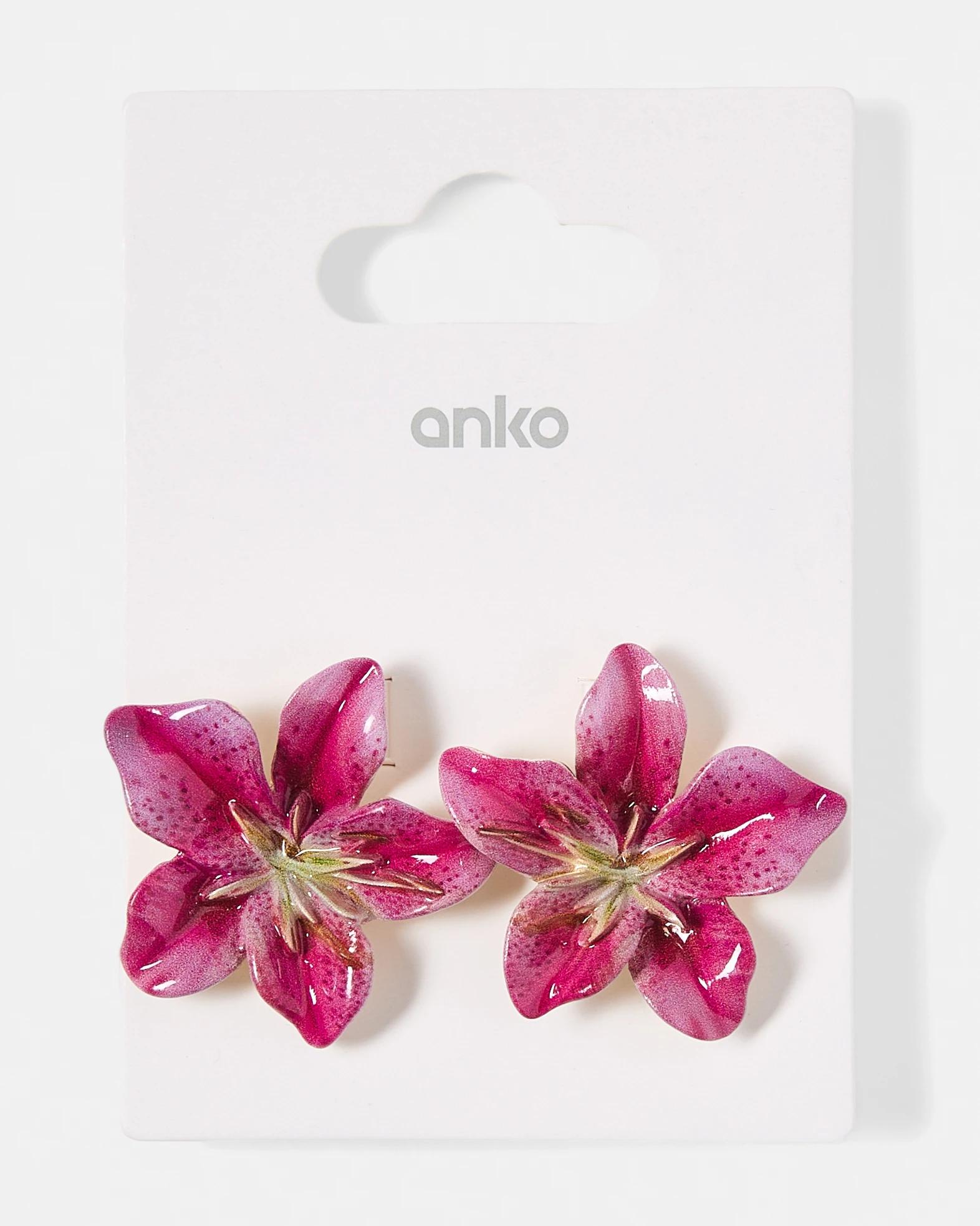 5 Lily Flower Stud Earrings - Pink Pink, 5 of 5