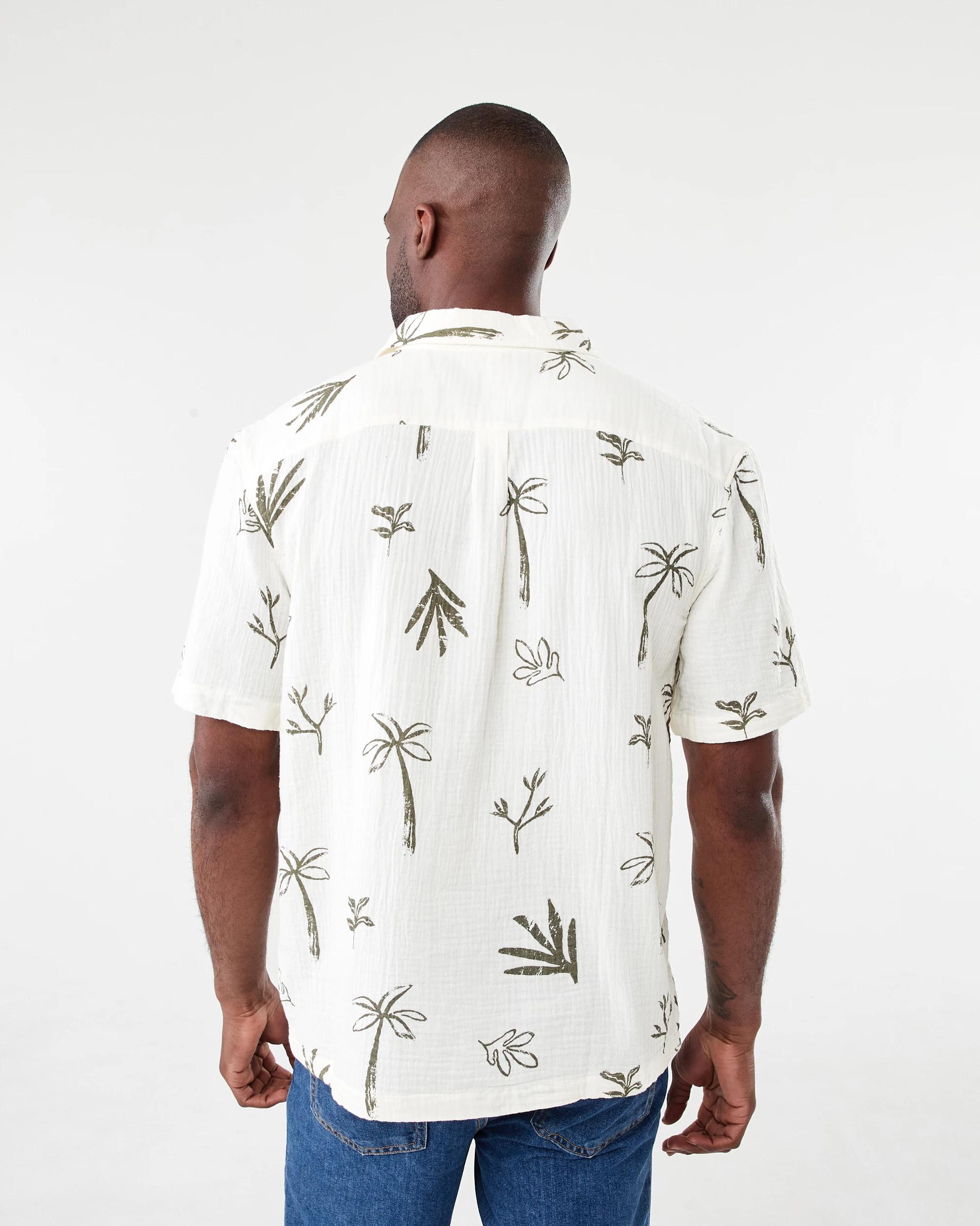 3 Short Sleeve Double Cloth Print Shirt SNOW WHITE, 3 of 5