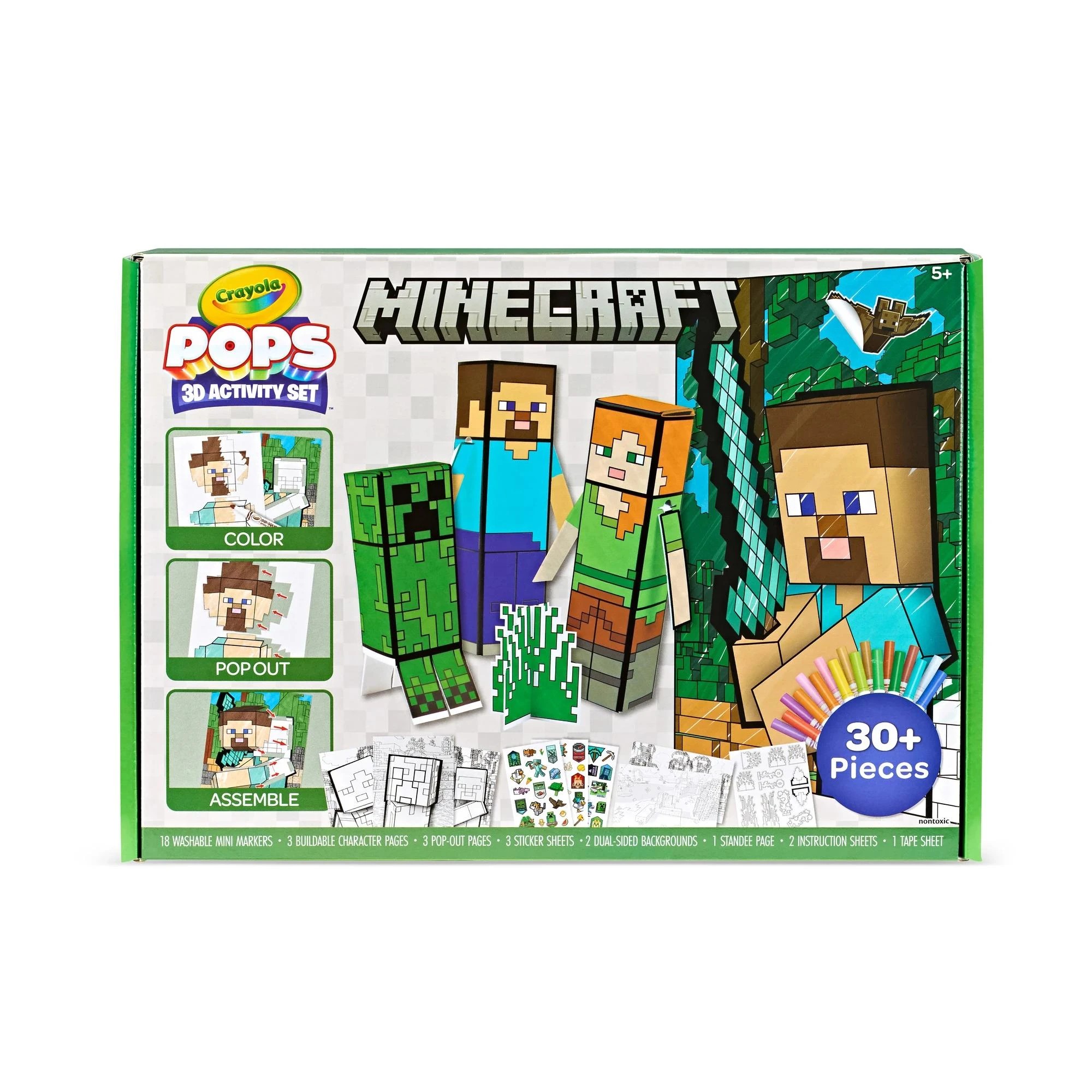 2 Crayola Pop's 3D Minecraft Activity Set - Green, 2 of 6