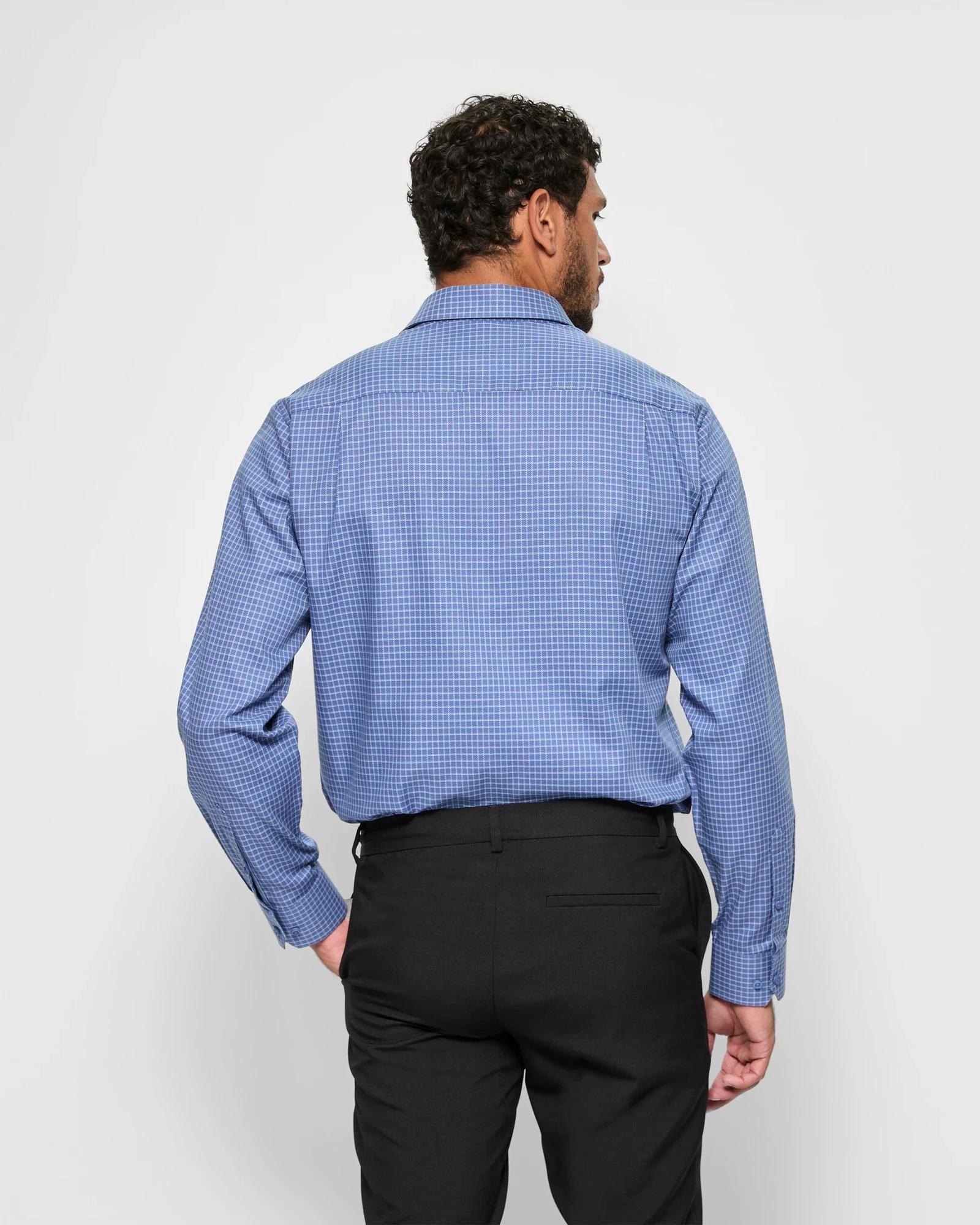 4 Long Sleeve Tattersall Shirt - Preview BLUE, 4 of 5
