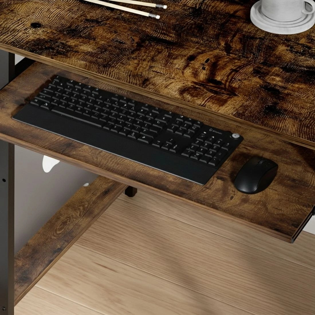 5 Artiss Computer Desk Laptop Desks Home Office Study Table Open Shelf  120CM - Brown, 5 of 6