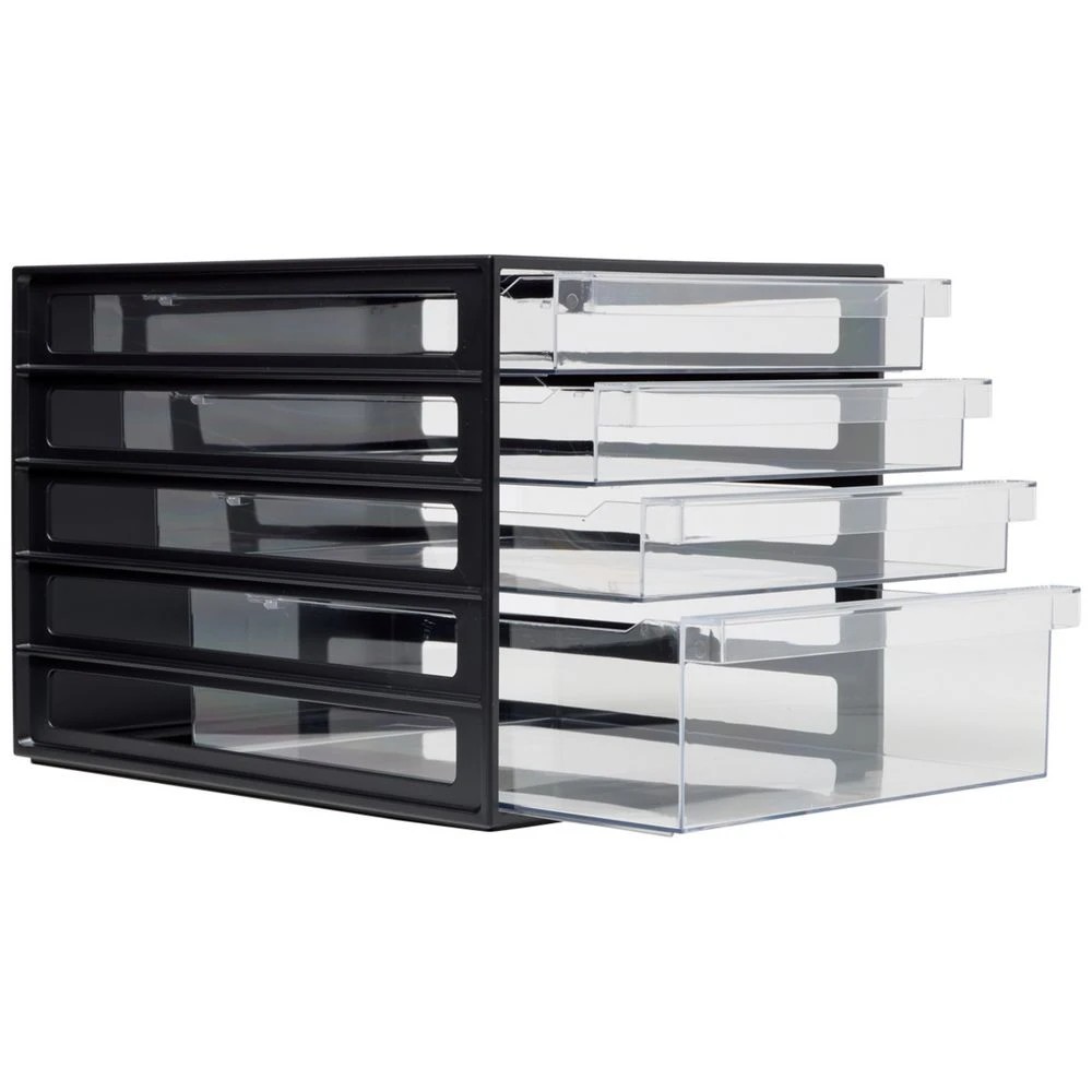 2 J.Burrows Desktop File Organiser 4 Drawer Black, 2 of 4
